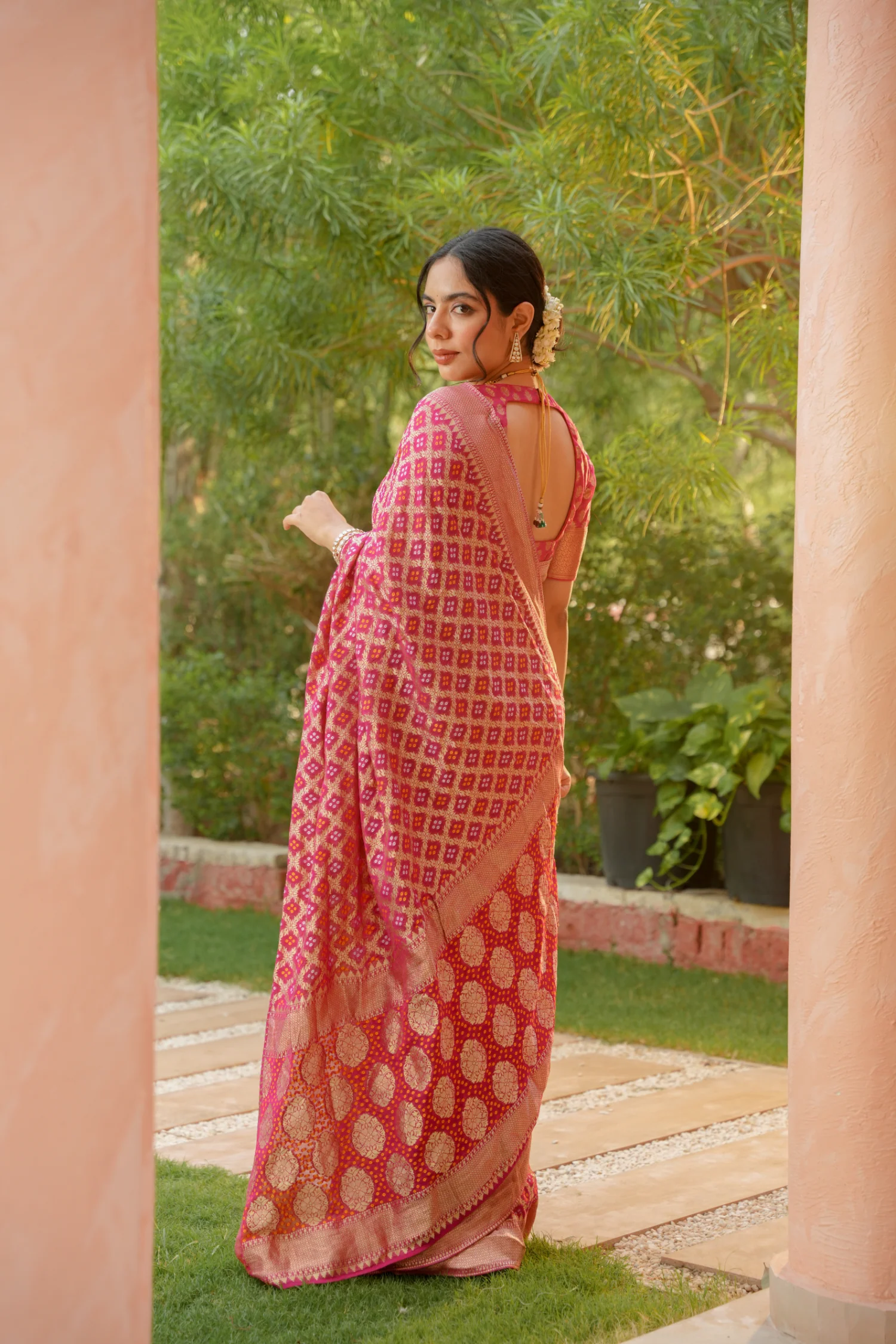 Power loom Bandhej Look Saree - Image 7