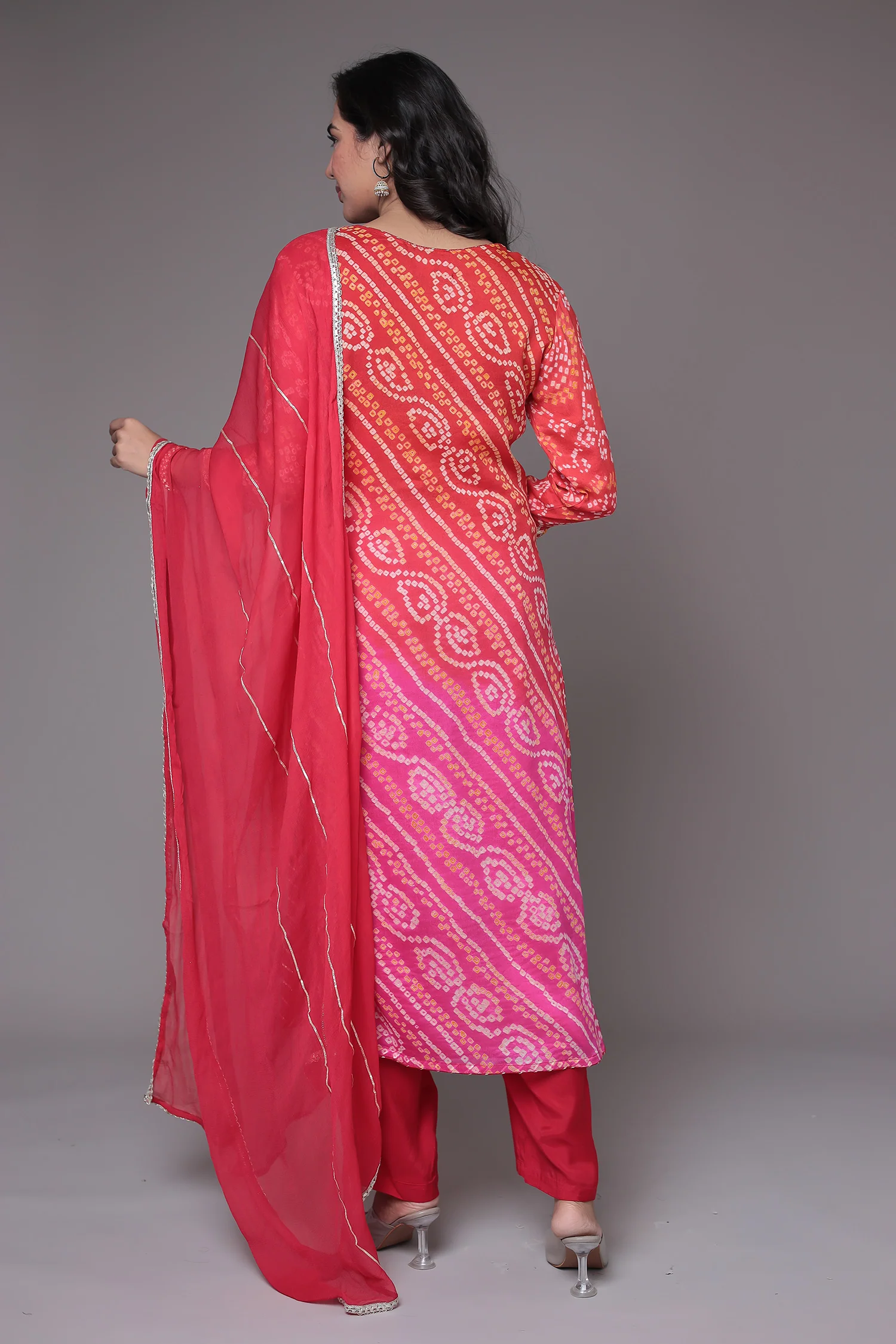 Bandhej Georgette Suit Embroidered with Gota Patti and Zardozi work - Image 21
