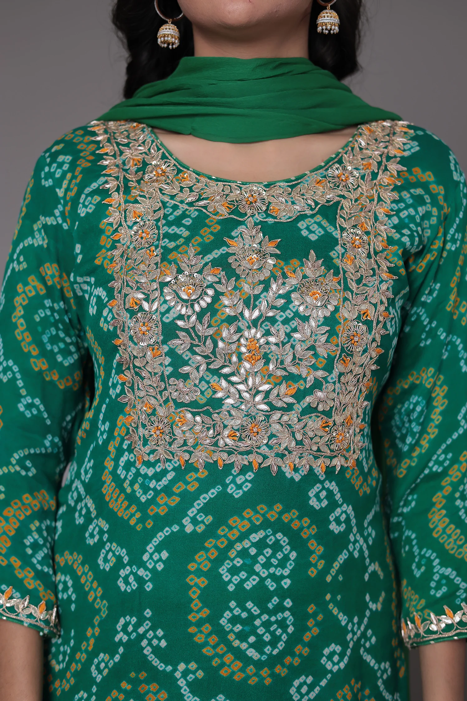 Bandhej Georgette Suit Embroidered with Gota Patti and Zardozi work - Image 25
