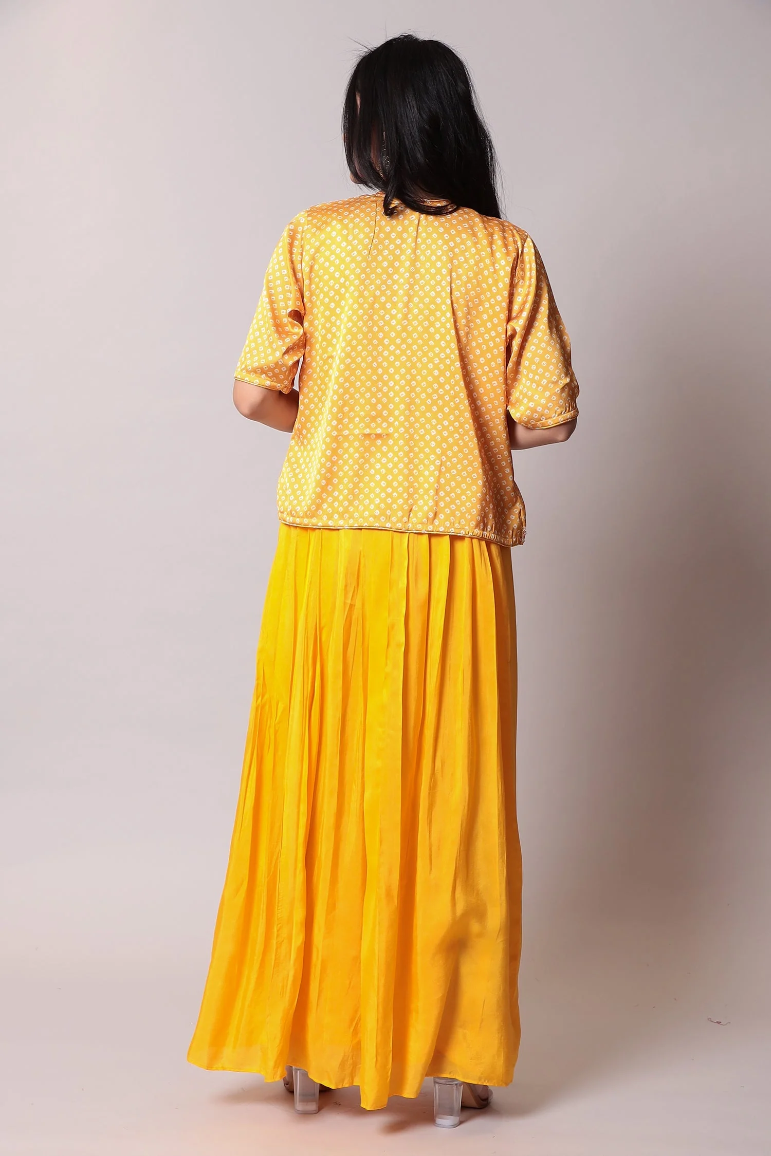 Crepe Silk Suit with Bandhej jacket and Gota Patti work. - Image 8