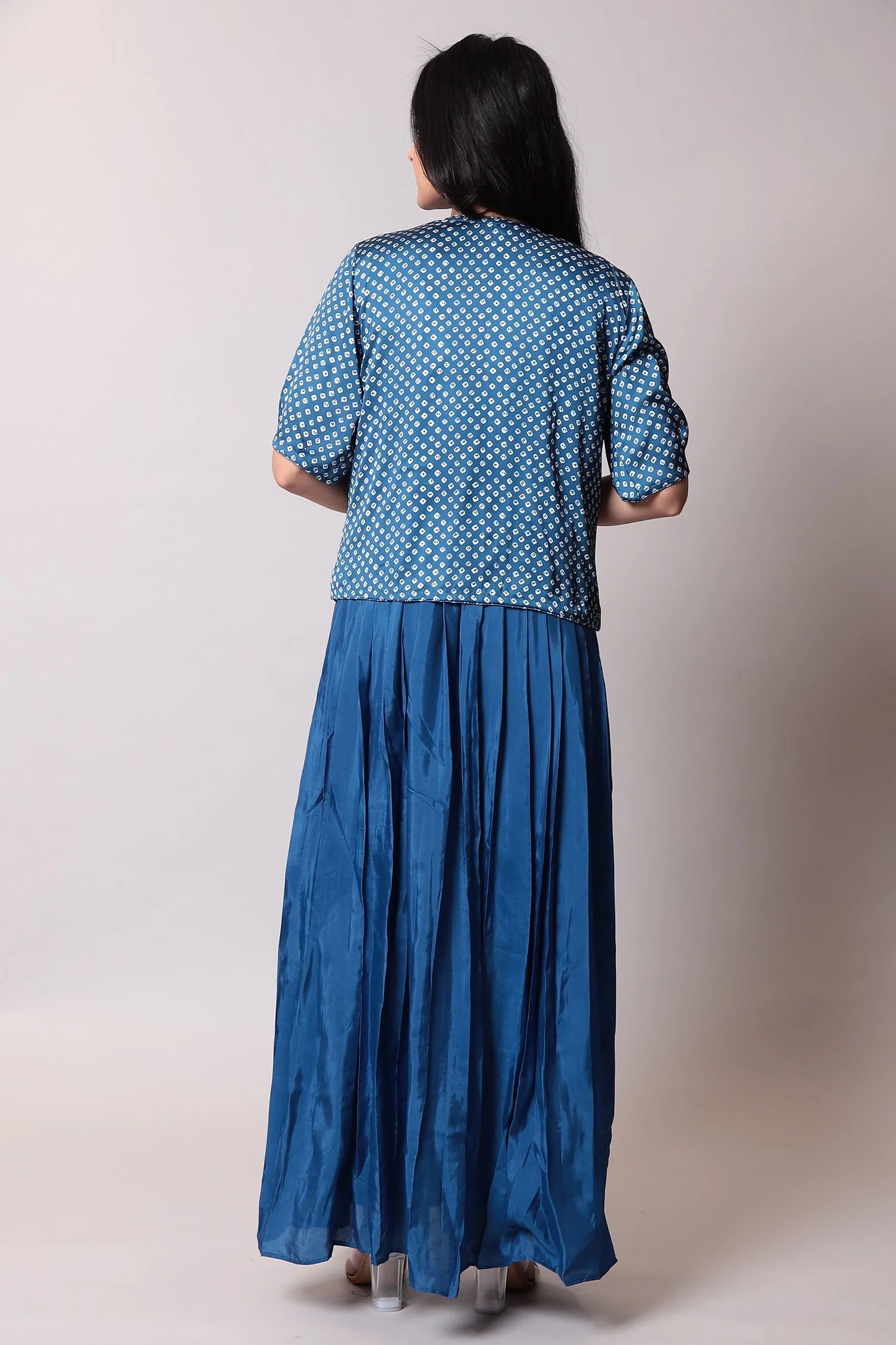 Crepe Silk Suit with Bandhej jacket and Gota Patti work. - Image 12