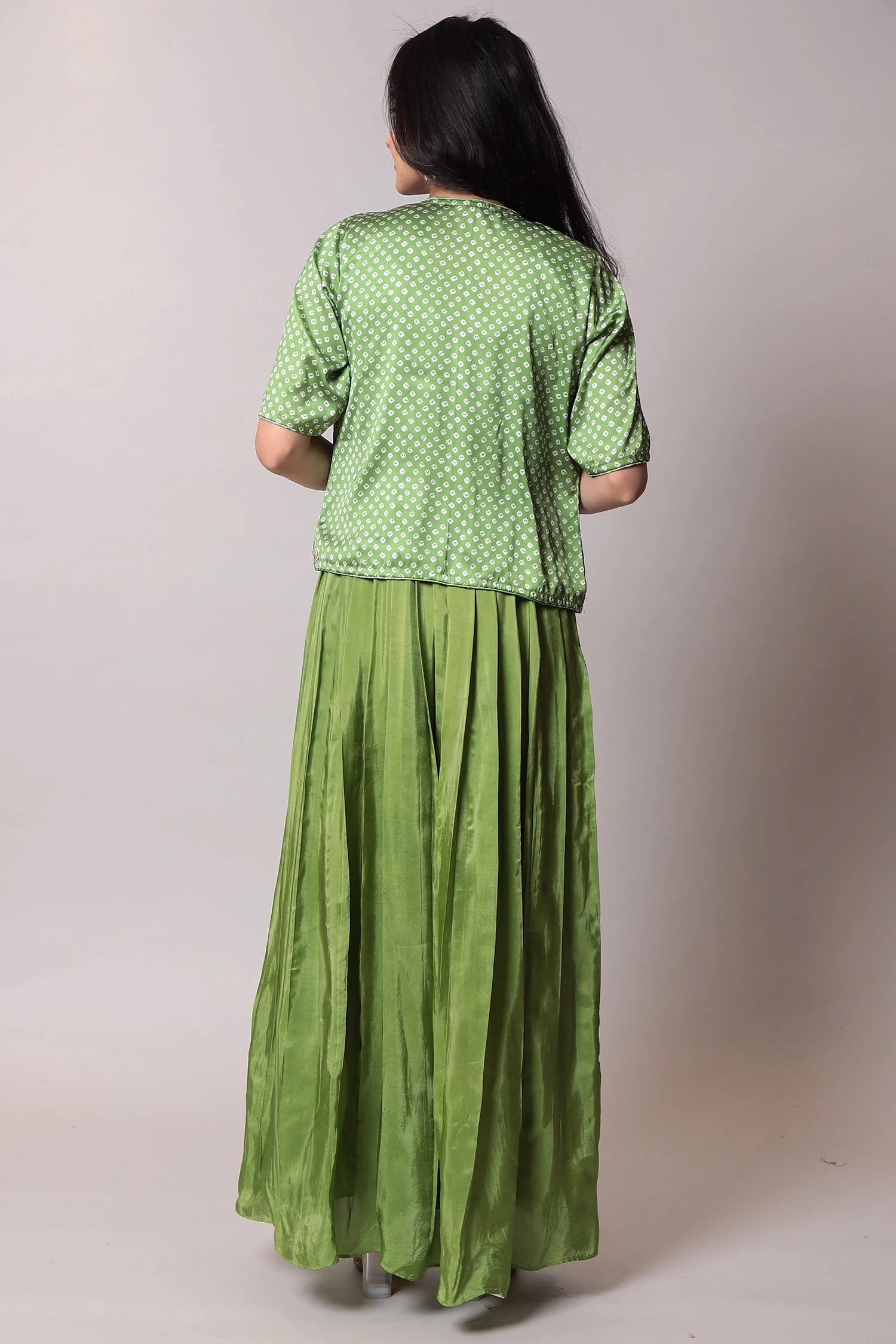 Crepe Silk Suit with Bandhej jacket and Gota Patti work. - Image 8