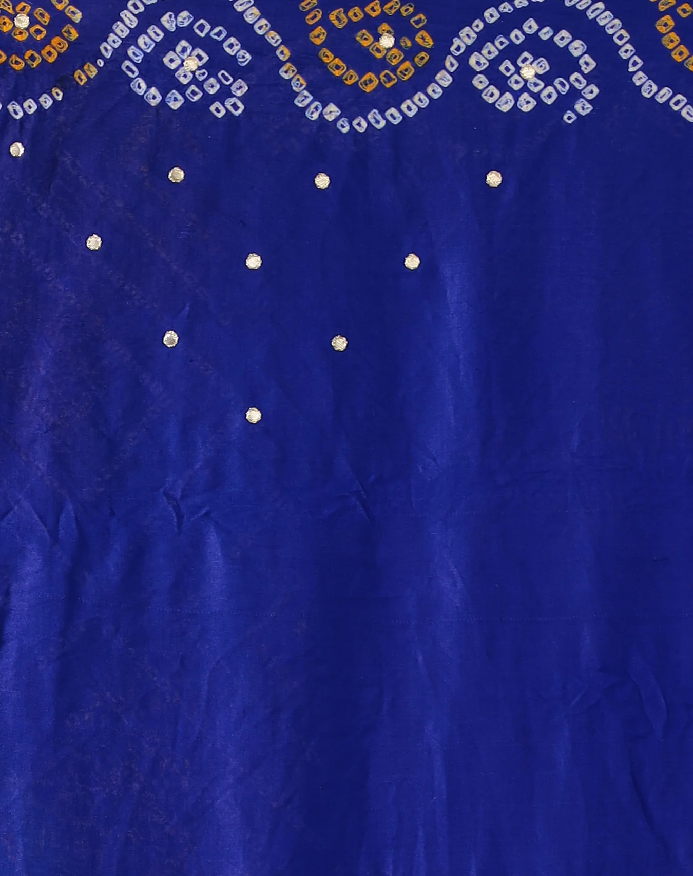Elegant Gajji Silk Bandhej Saree with Aari and Gota work - Image 13