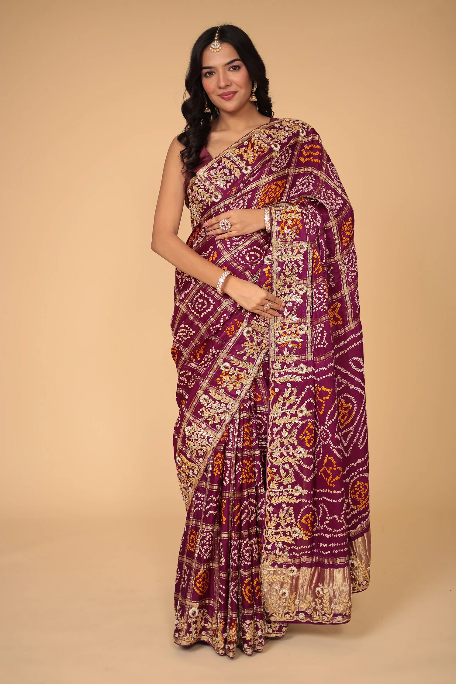 Ghatchola Gajji Silk Saree with Gota Patti and Zardozi work - Image 2