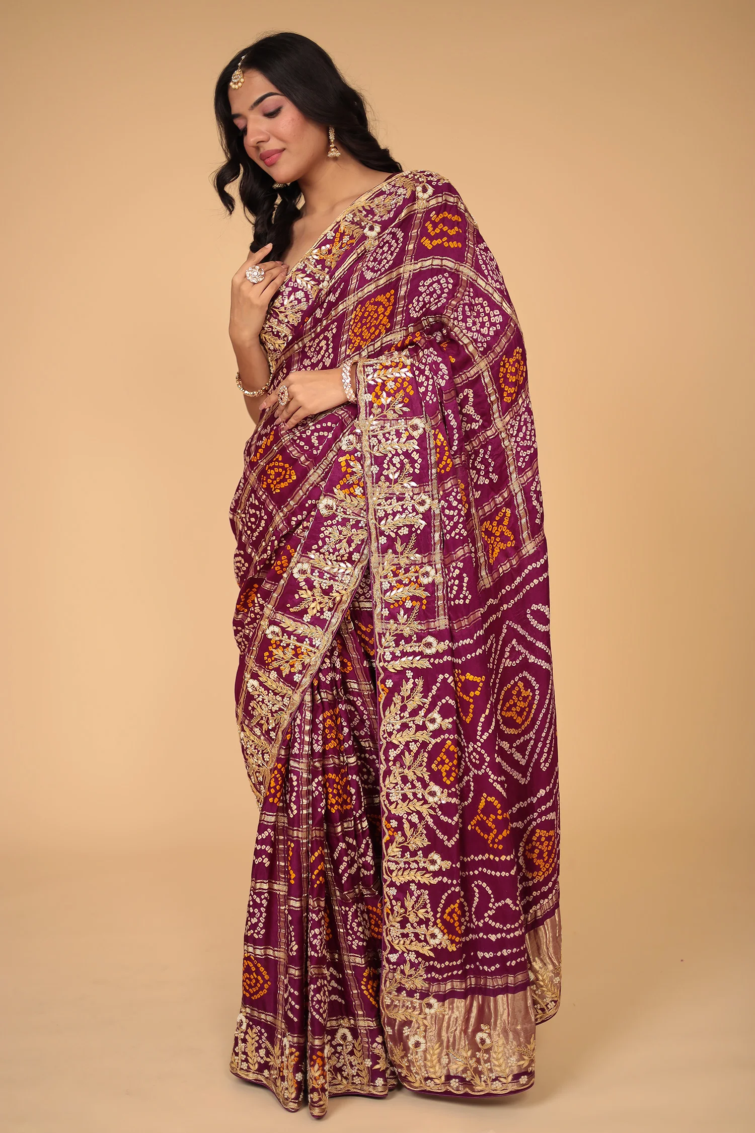 Ghatchola Gajji Silk Saree with Gota Patti and Zardozi work - Image 5