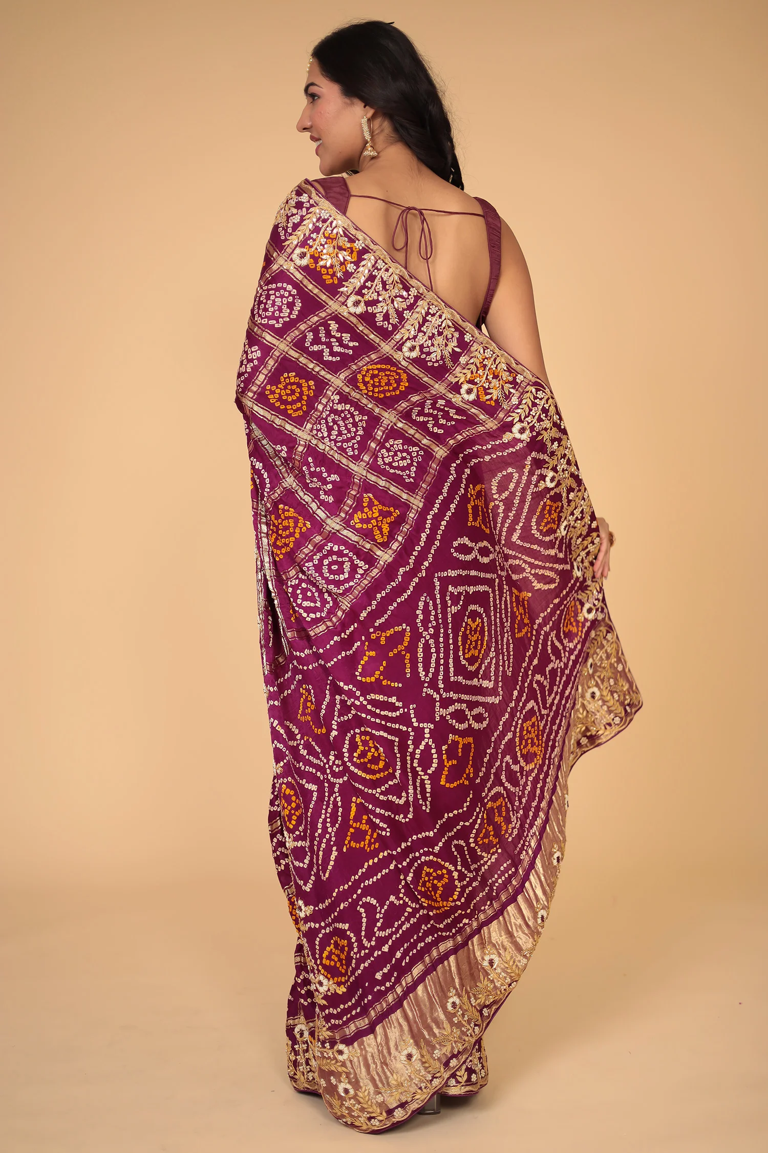 Ghatchola Gajji Silk Saree with Gota Patti and Zardozi work - Image 6