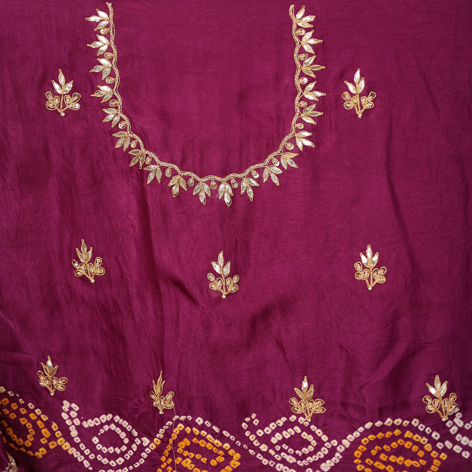 Ghatchola Gajji Silk Saree with Gota Patti and Zardozi work - Image 7