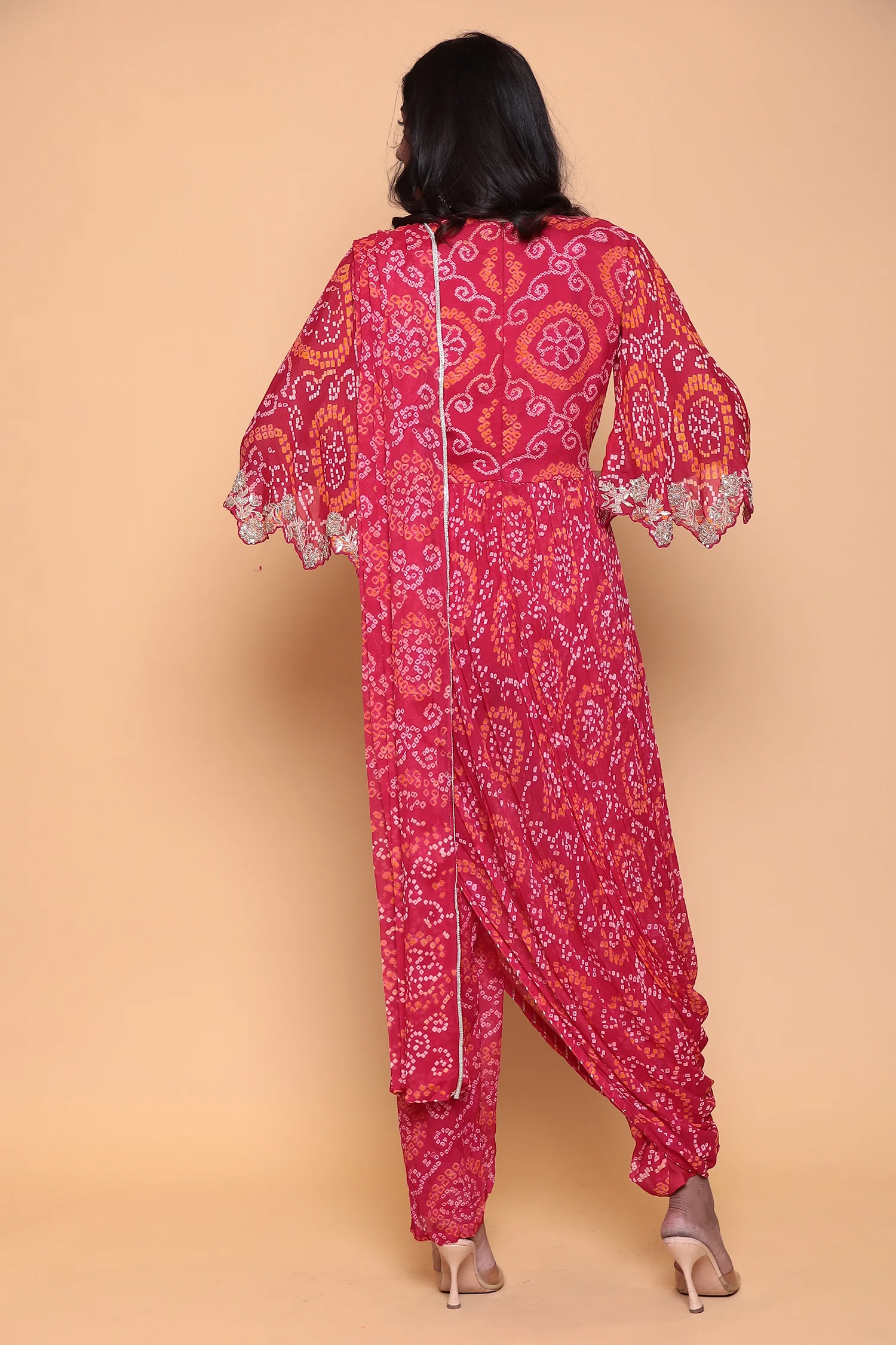 Bandhej Georgette Jump Suit with Gota Patti work. - Image 8