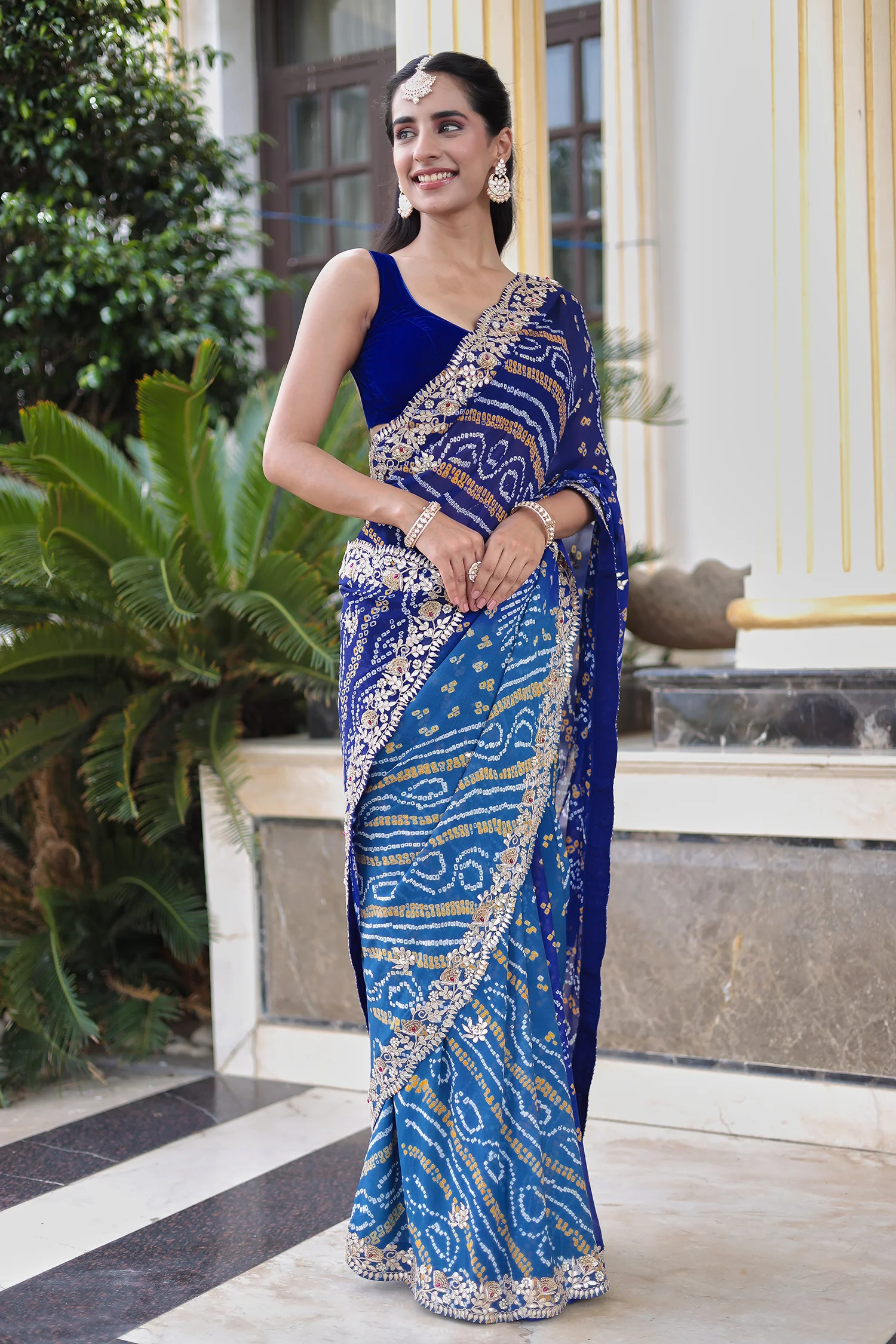 Bandhej Georgette Saree with Gota Patti and Thread work - Image 10