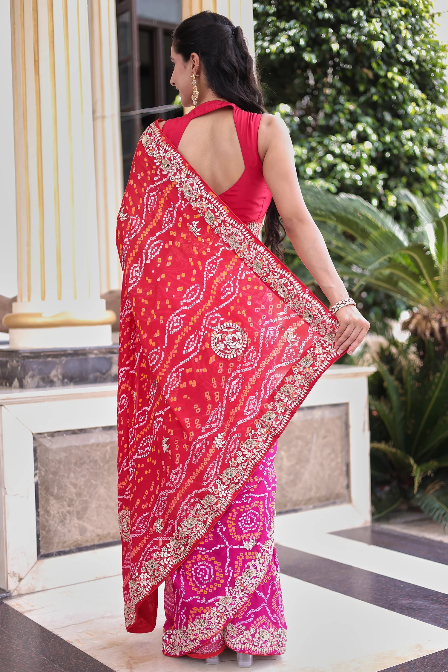 Bandhej Georgette Saree with Gota Patti and Thread work - Image 6