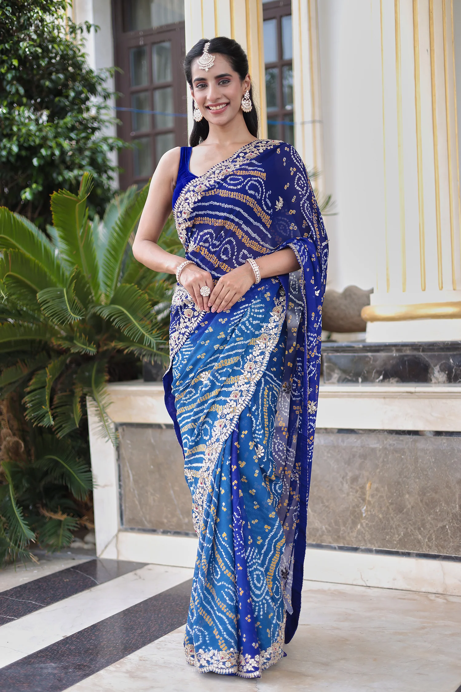 Bandhej Georgette Saree with Gota Patti and Thread work - Image 8