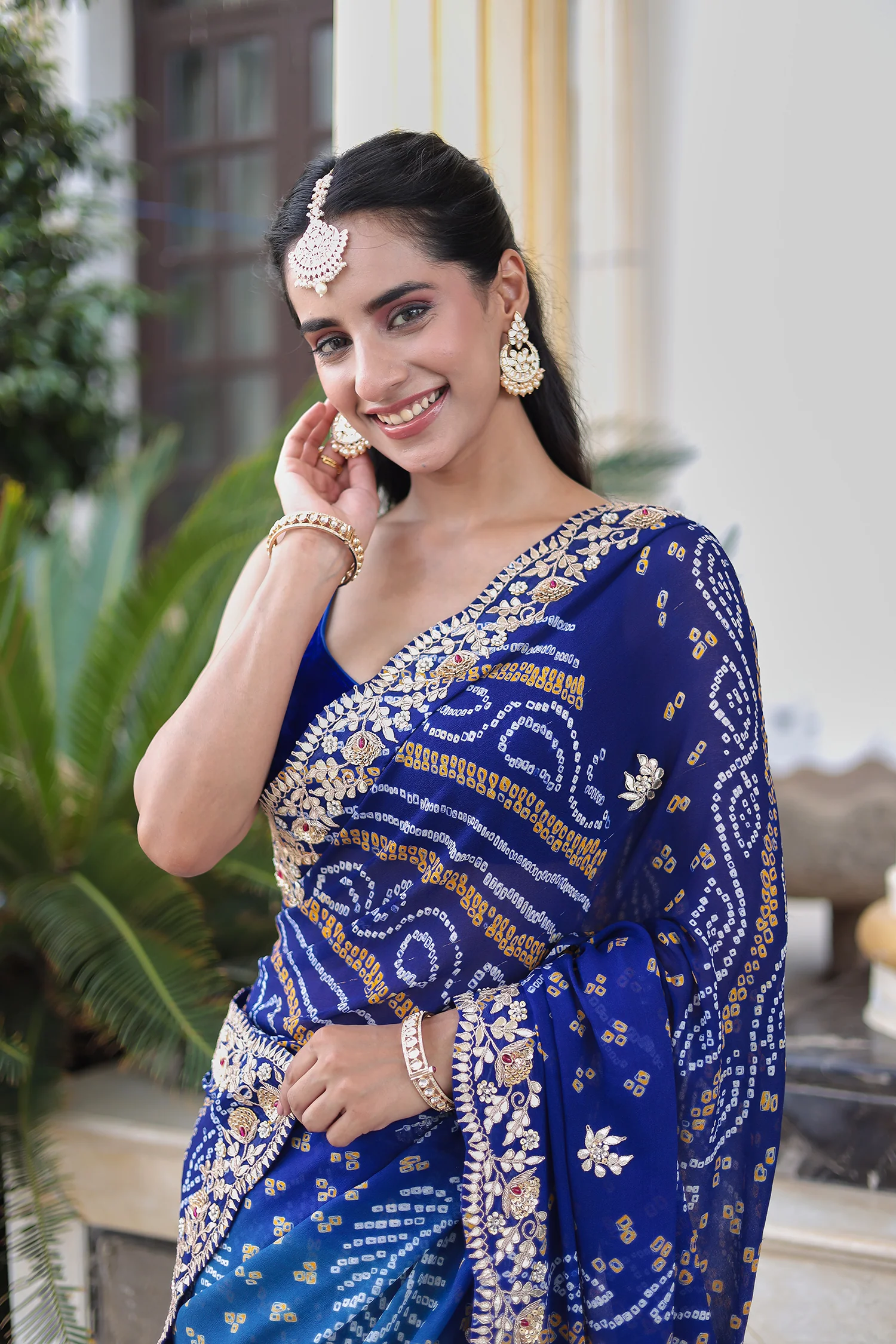 Bandhej Georgette Saree with Gota Patti and Thread work - Image 9