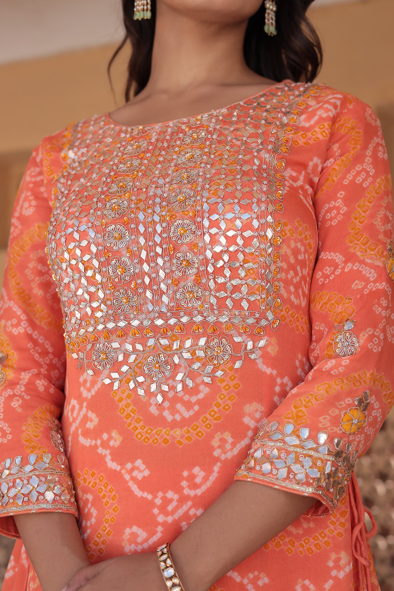 Bandhej Georgette Suit with Gota Patti and Embroidered work - Image 6