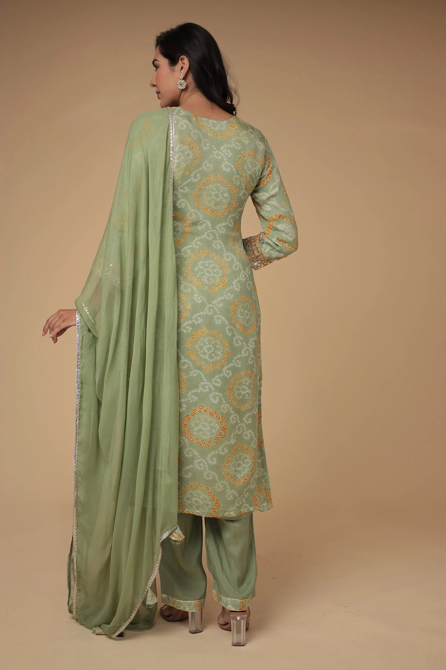Bandhej Georgette Suit with Gota Patti and Thread work. - Image 7