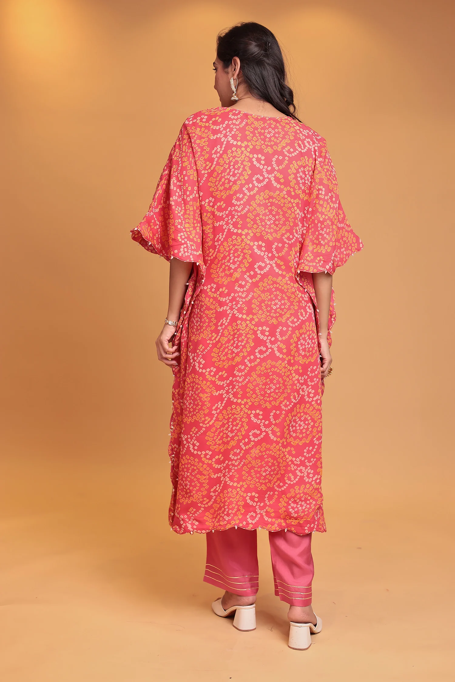 Bandhej Georgette Kaftan Suit with Gota Patti, Thread and Zardozi work - Image 5