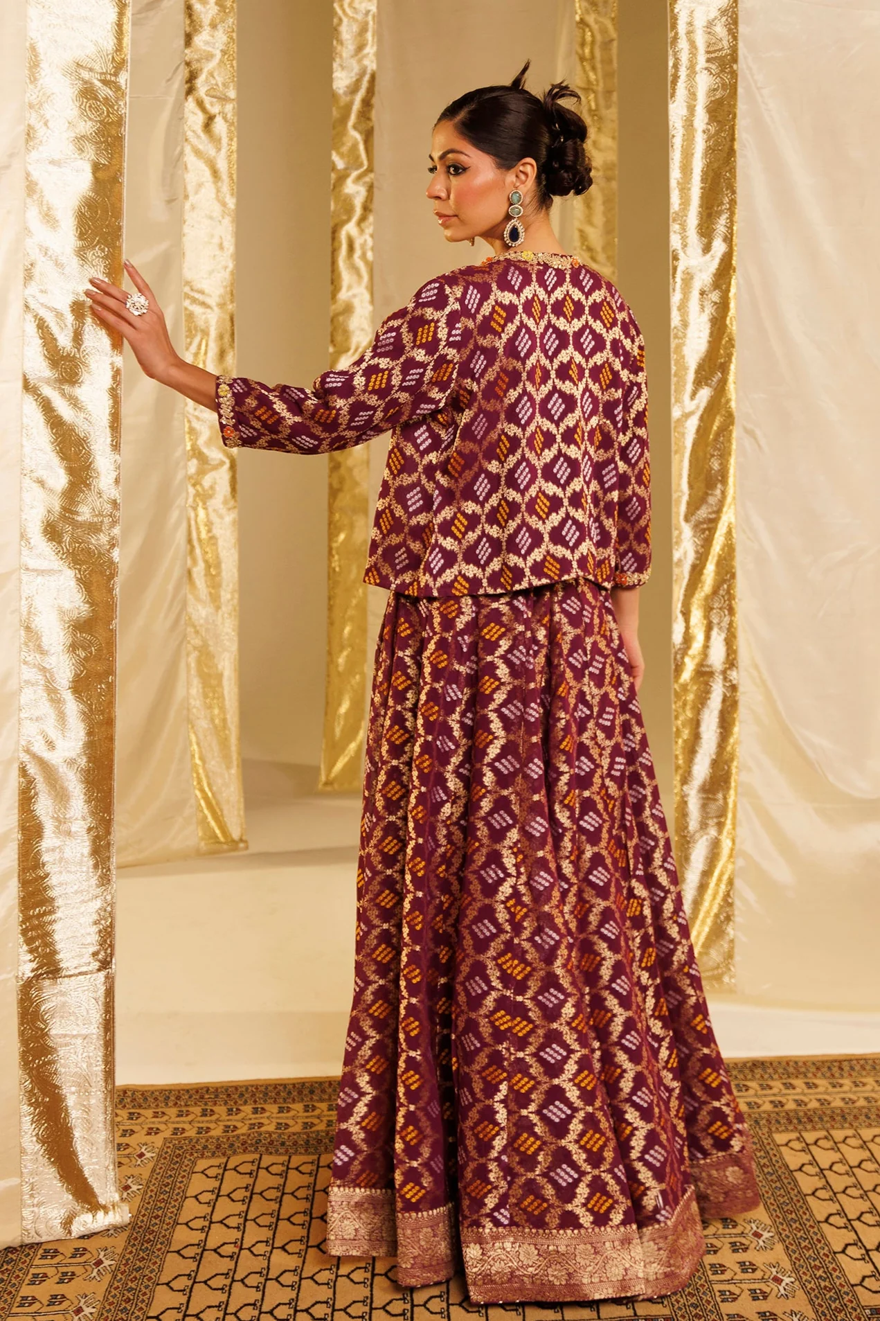 Ghatchola Jacket Style Floor Length Georgette Suit with Gota Patti and Zardozi work - Image 5