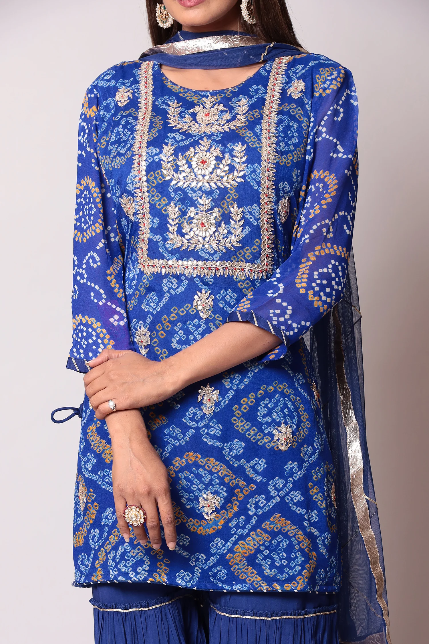 Bandhej Georgette Suit with Gota Patti work. - Image 2