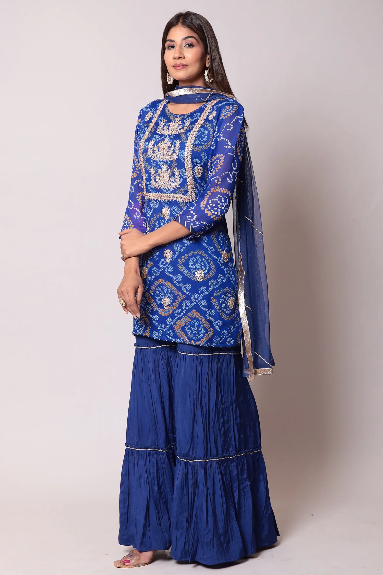 Bandhej Georgette Suit with Gota Patti work. - Image 3