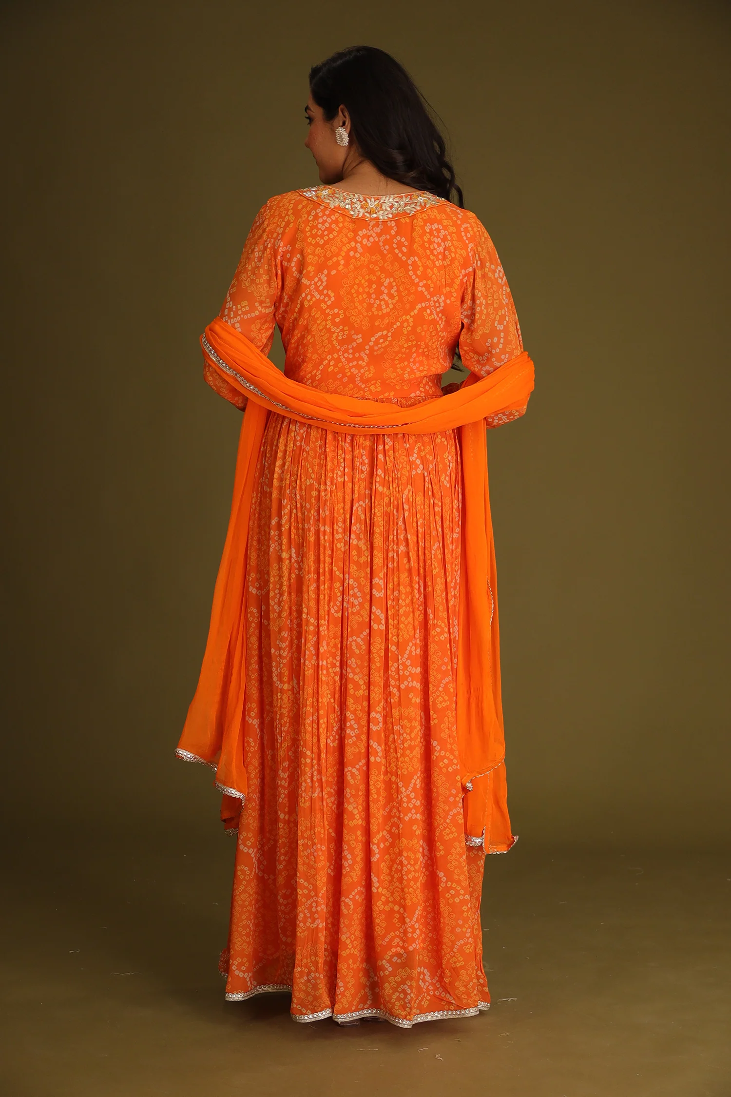 Bandhej Georgette Anarkali Suit With Gota Patti Work - Image 14