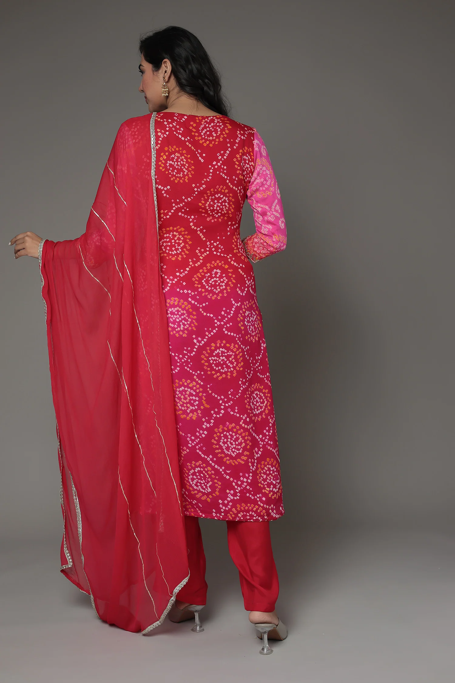 Bandhej Georgette Suit Embroidered with Gota Patti and Zardozi work - Image 28