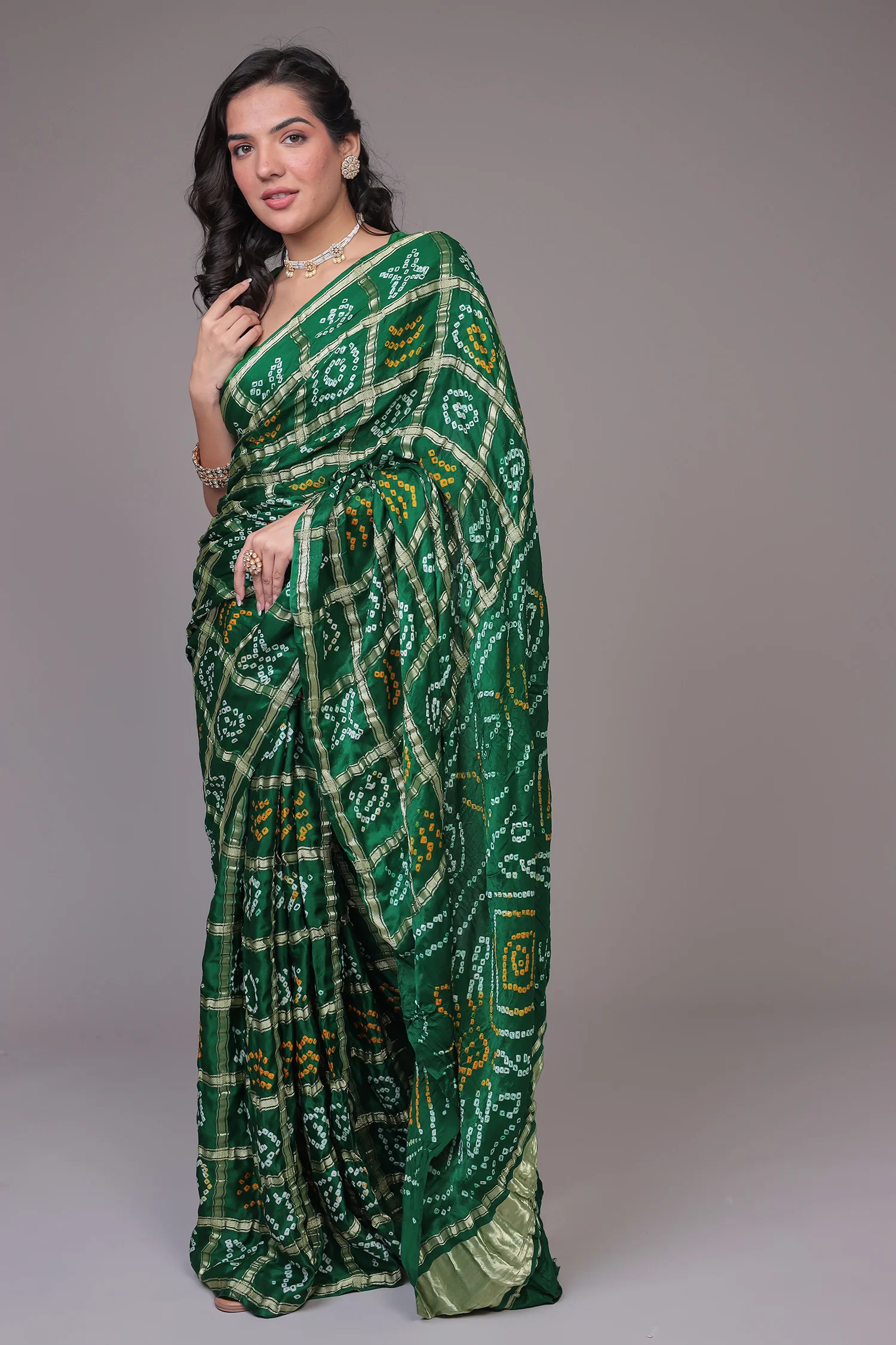 Bandhej Ghatchola Silk Saree with Zari work - Image 5