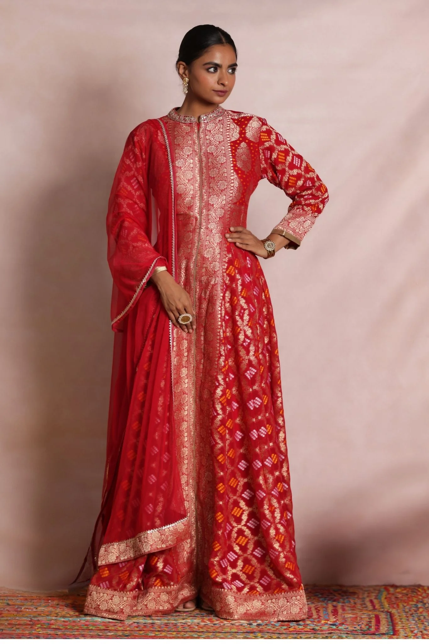 Bandhej Anarkali Handloom Georgette Suit - Image 6