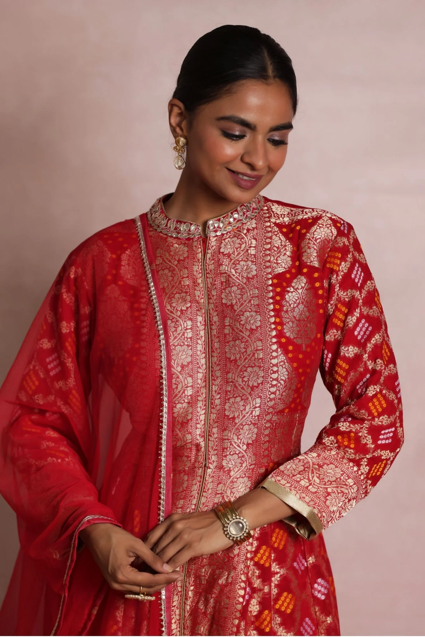 Bandhej Anarkali Handloom Georgette Suit - Image 7