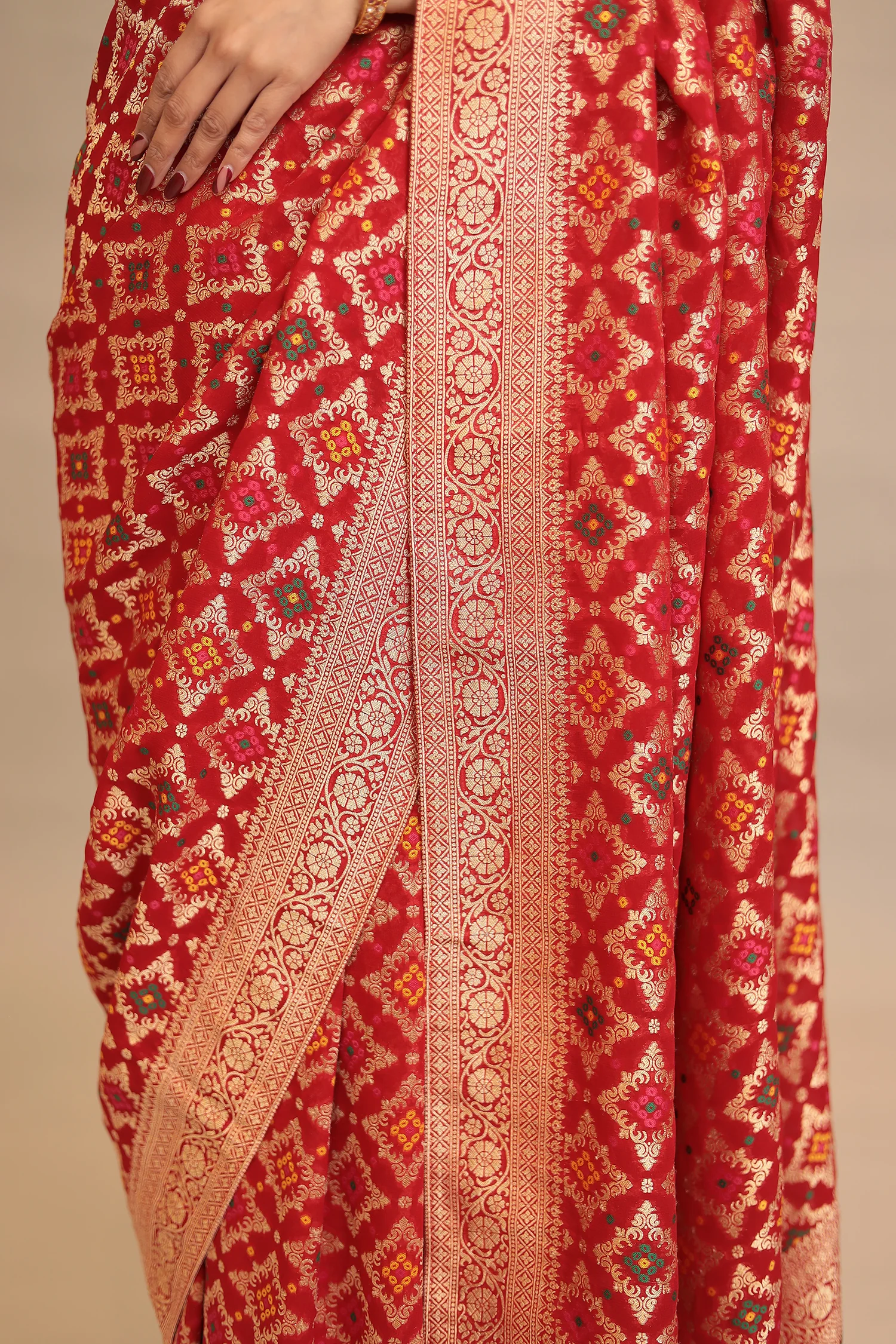 Powerloom Bandhej look Georgette Saree - Image 4