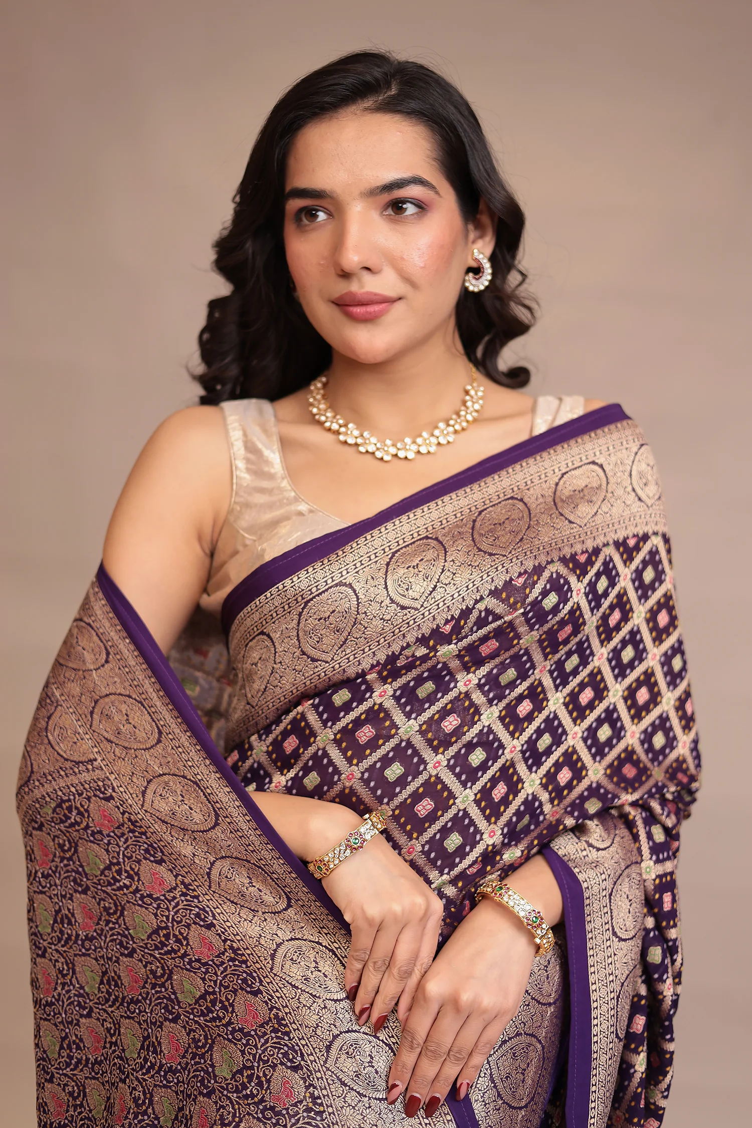 Bandhej, Power loom Georgette Saree - Image 2
