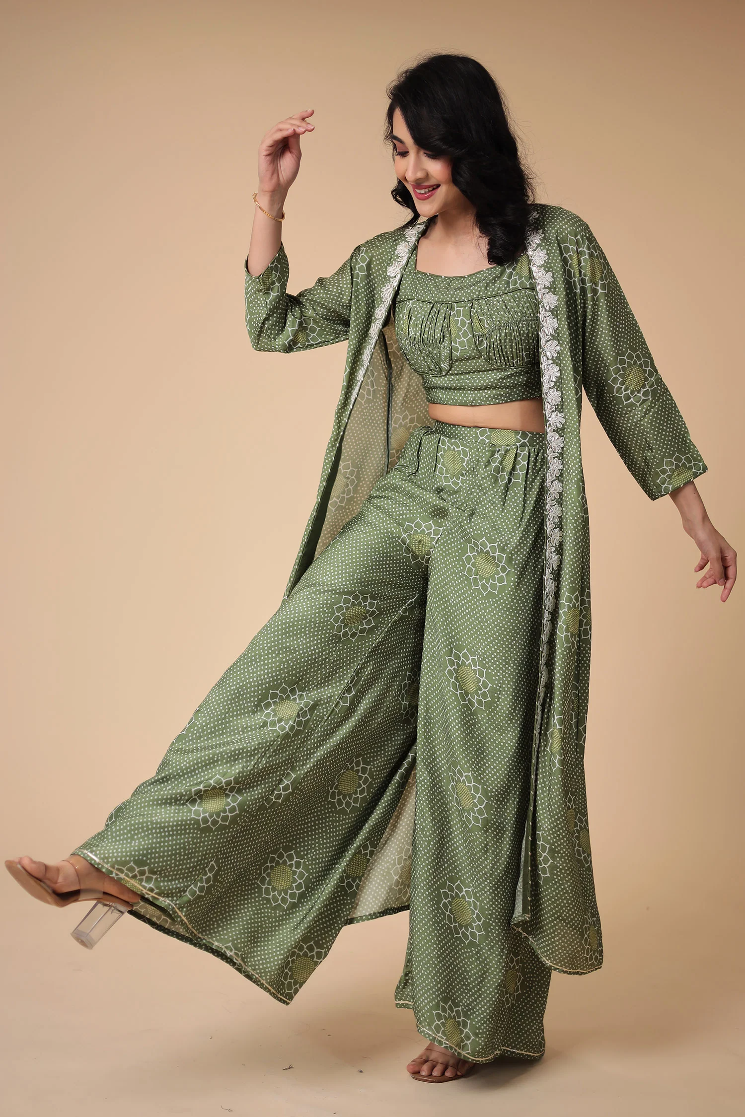 Bandhej Silk Blend Indowestern with Embroidered work. - Image 5
