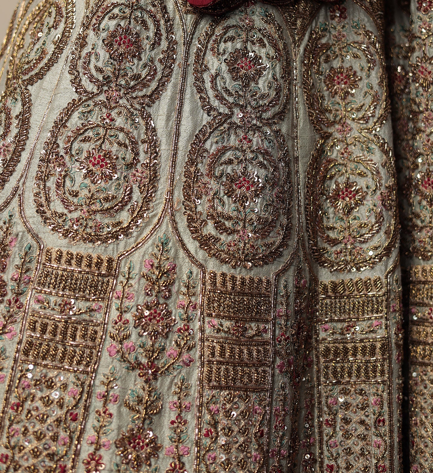 Raw Silk Bridal Lehenga Traditionally Enhanced with Contrast Bandhej Dupatta - Image 8