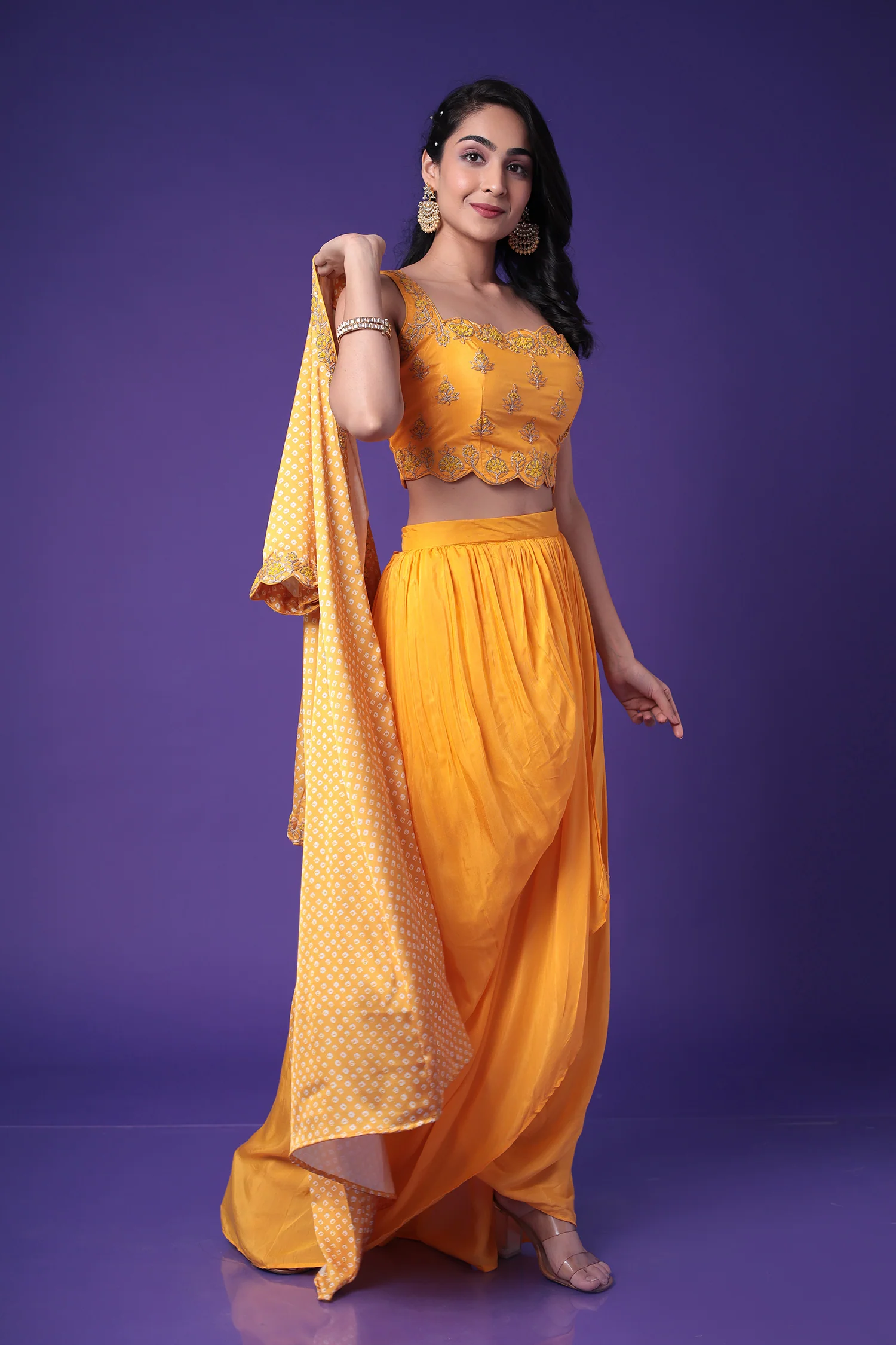 Bandhej Silk Jacket Style Indowestern with Dori and Embroidered work. - Image 18
