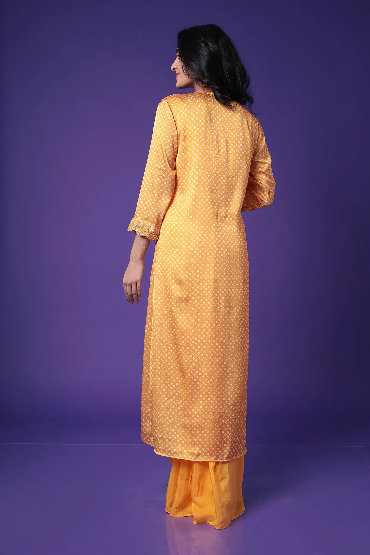 Bandhej Silk Jacket Style Indowestern with Dori and Embroidered work. - Image 23