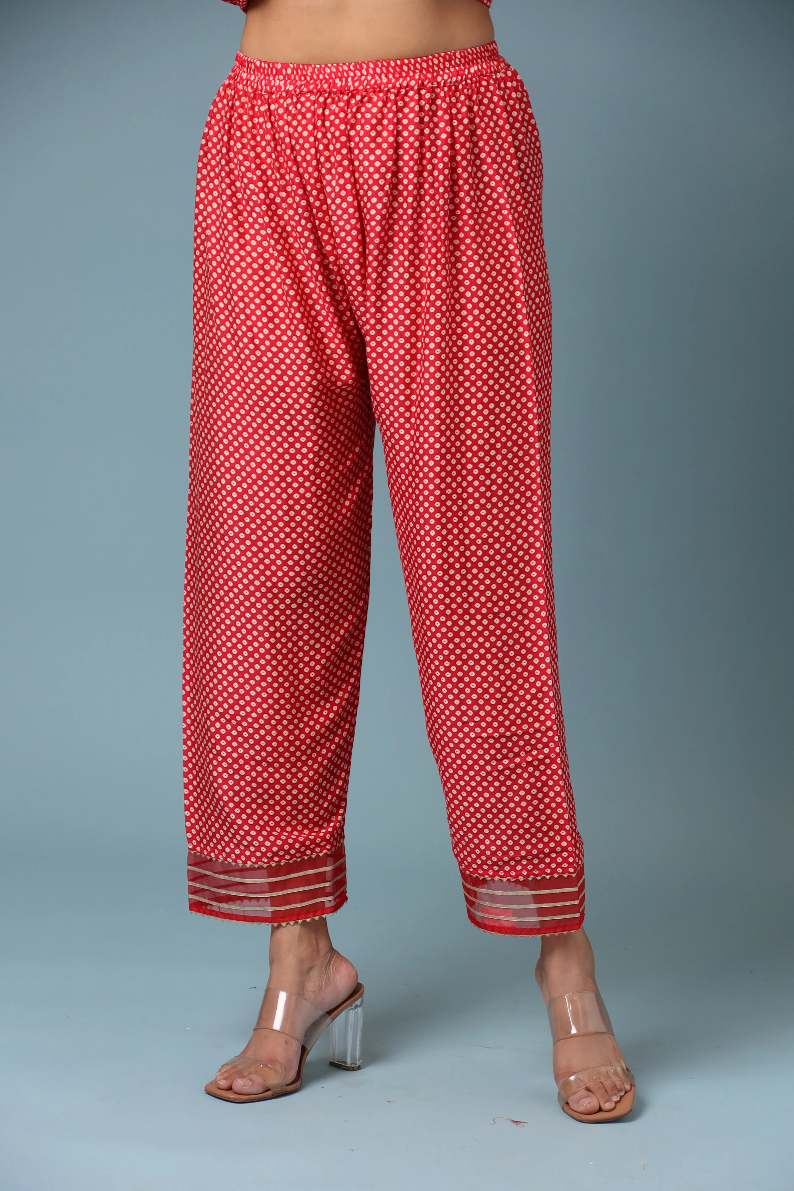 Bandhej Silk Kurta Stitched with Dori work. - Image 13