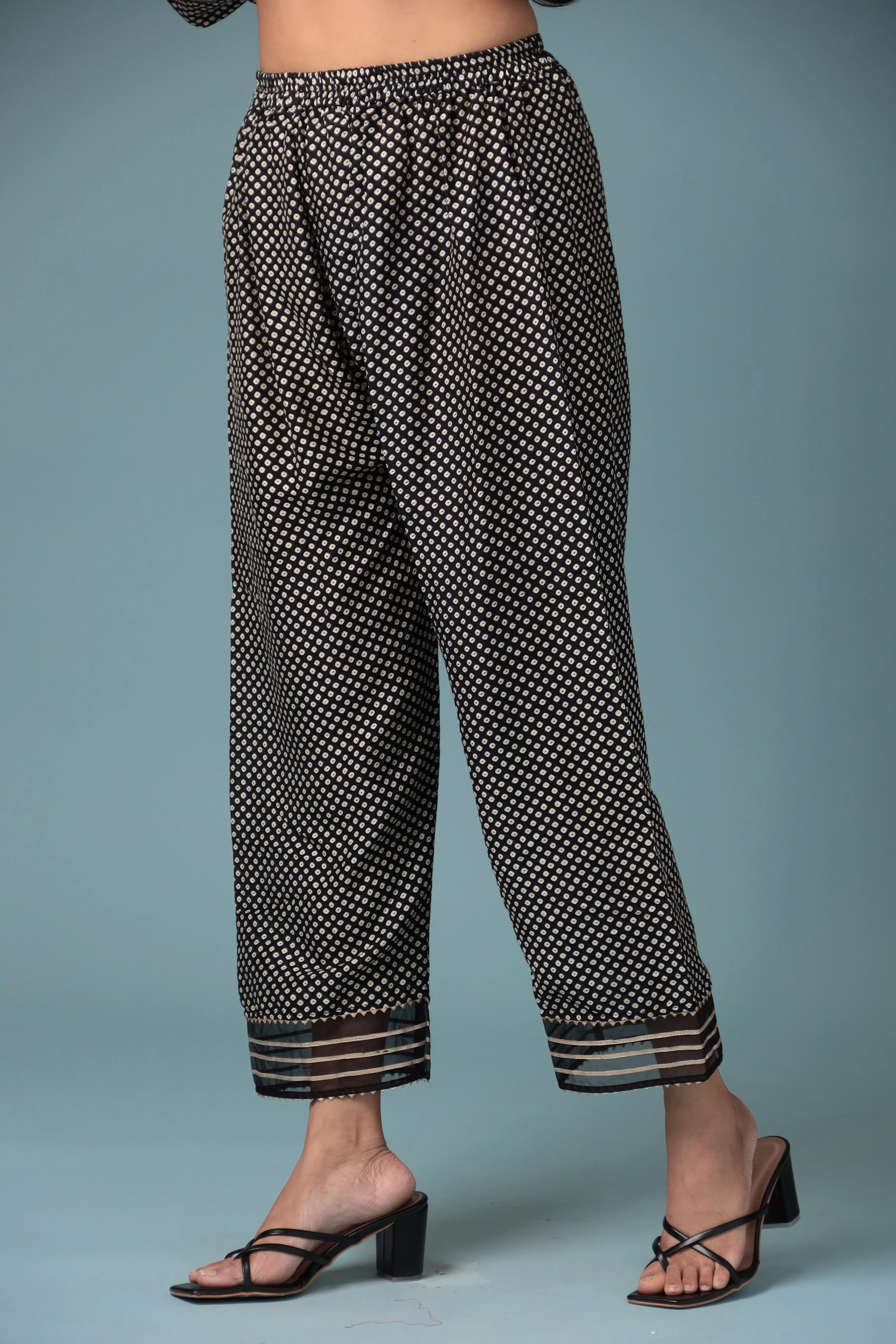Bandhej Silk Kurta Stitched with Dori work. - Image 6