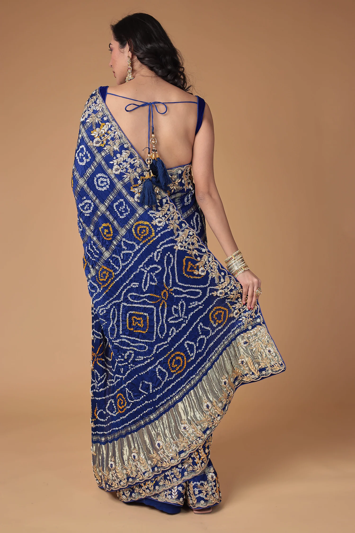 Bandhej Silk Saree with Gota Patti and Zardozi work - Image 13