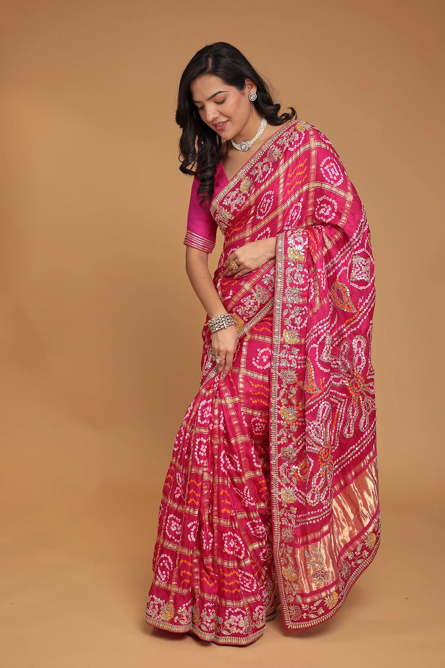 Ghatchola Silk Saree with Gota Patti and Thread work - Image 5