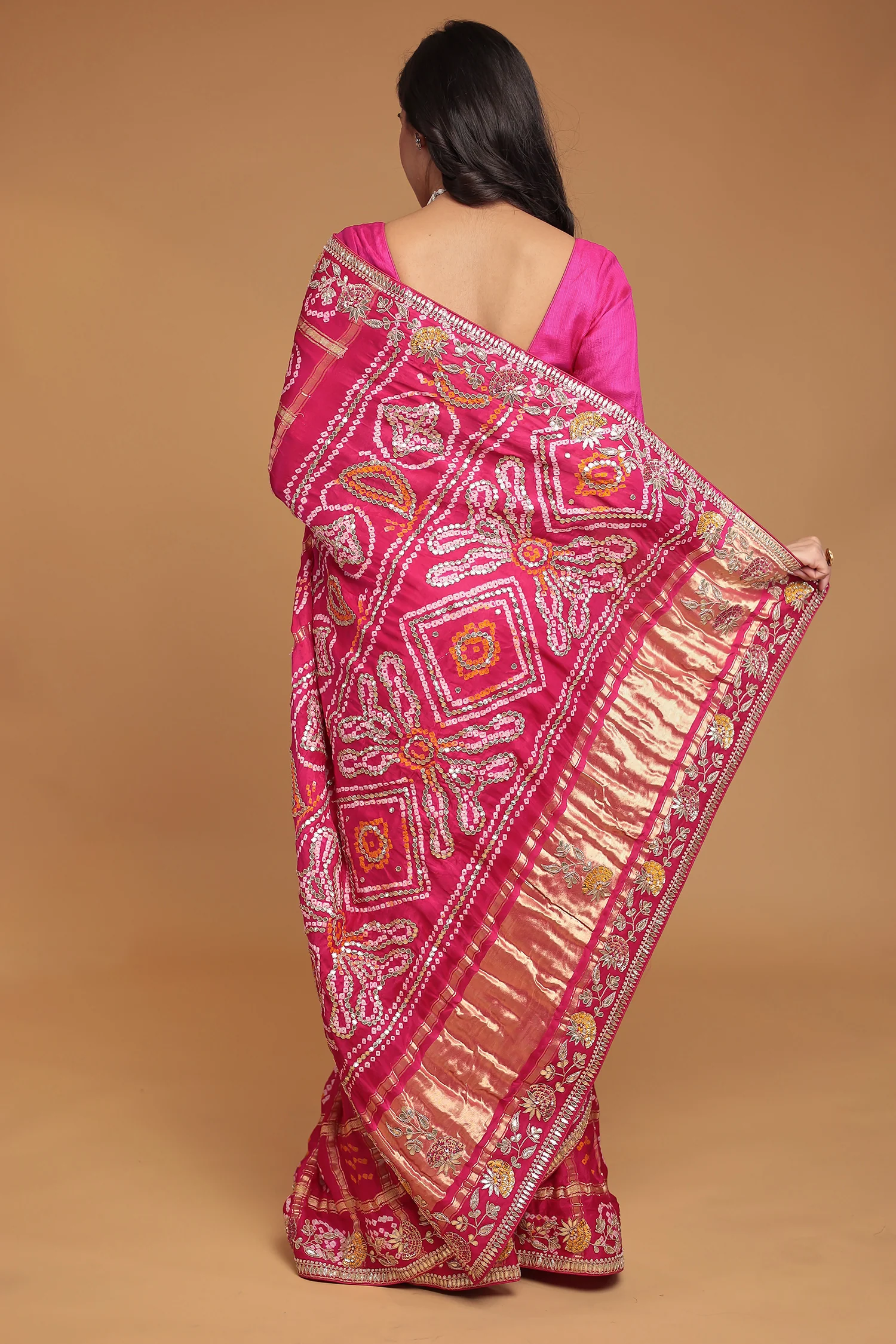 Ghatchola Silk Saree with Gota Patti and Thread work - Image 6