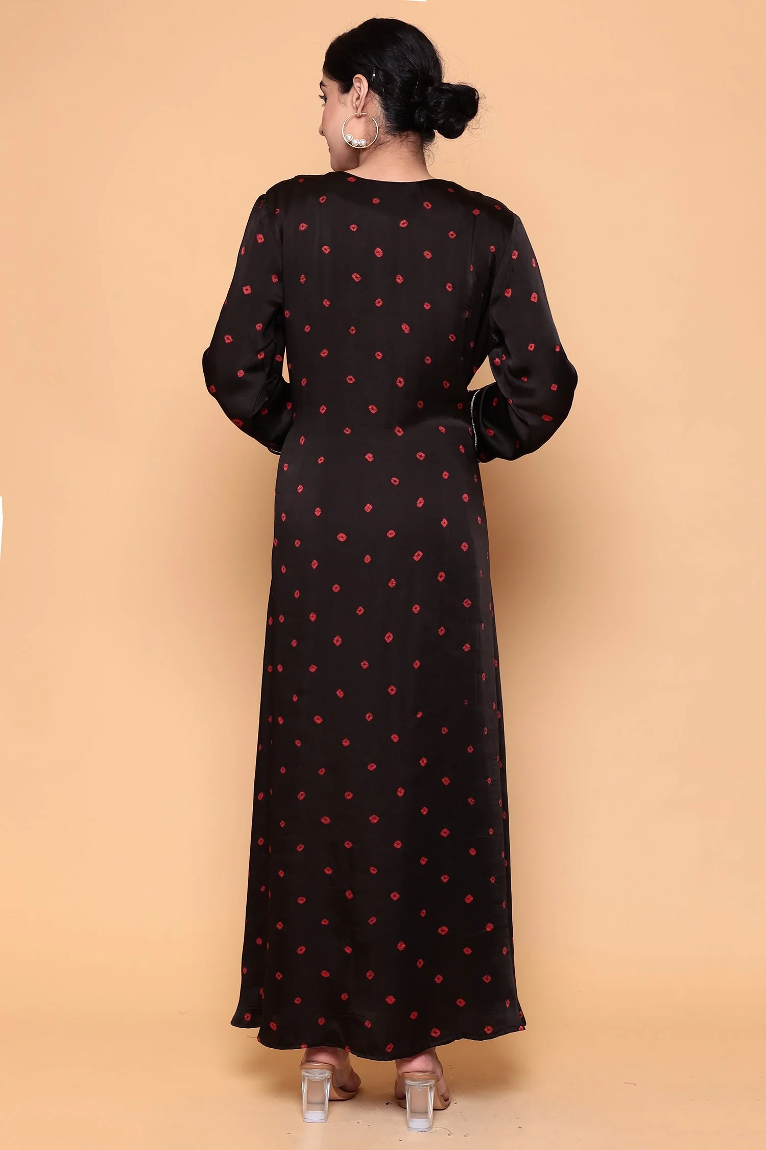 Asymmetric Bandhej Silk Suit with Gota work. - Image 4
