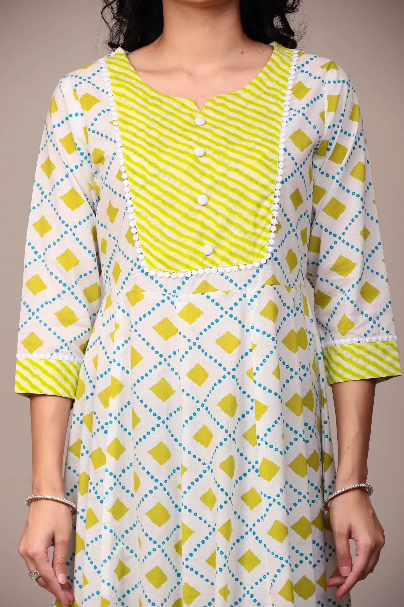 Block Print Anarkali Cotton Kurta Stitched (1Pcs) - Image 3