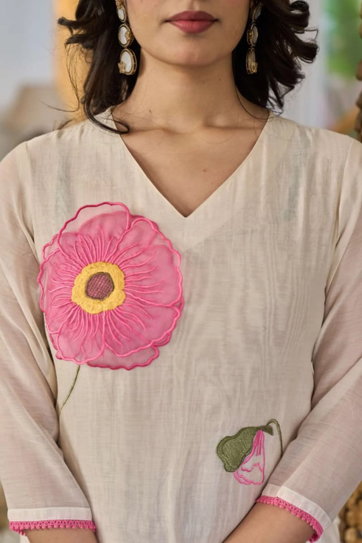Chanderi cotton Kurta with Thread work. - Image 4