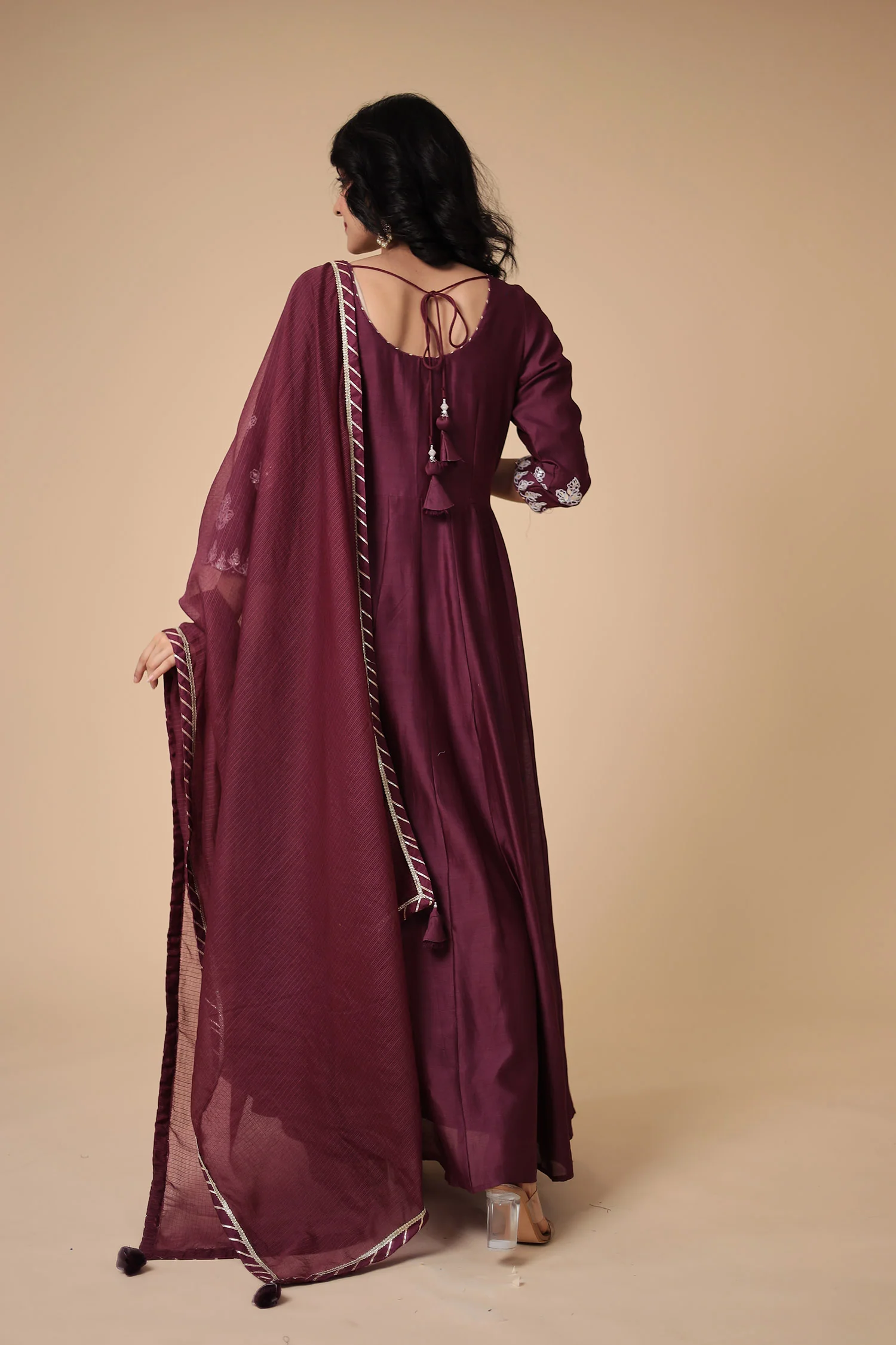 Anarkali Chanderi Silk Suit with Embroidered work - Image 7