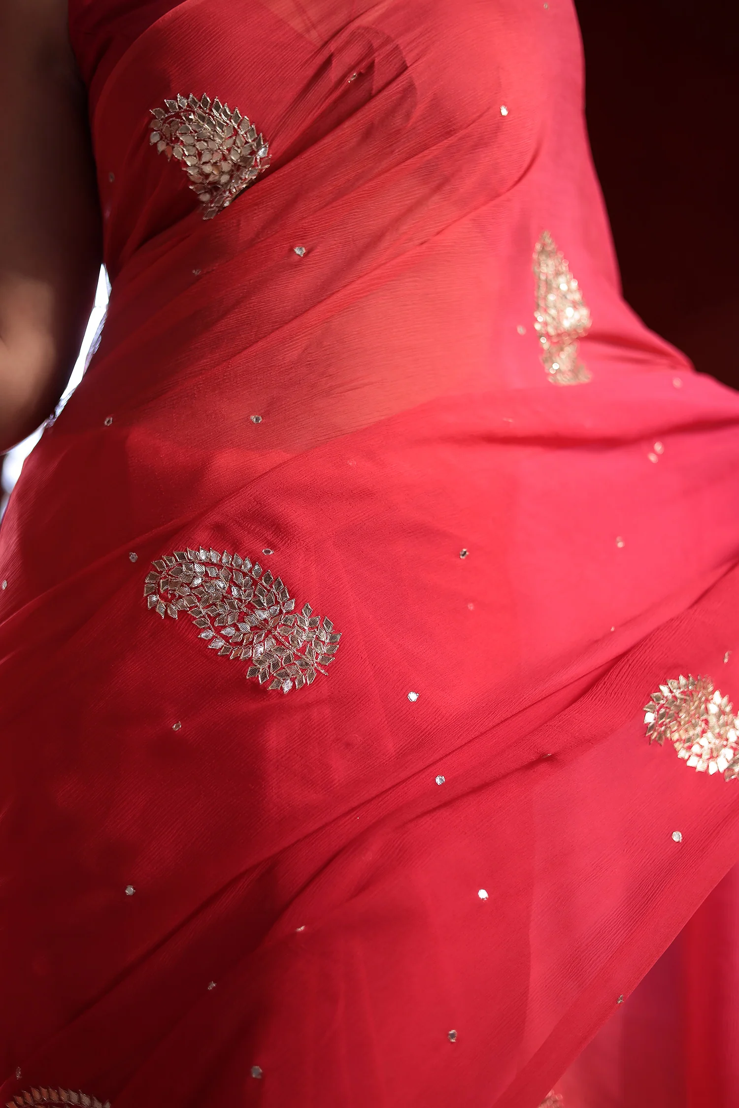Chiffon Saree with Aari, Gota Patti work. - Image 4
