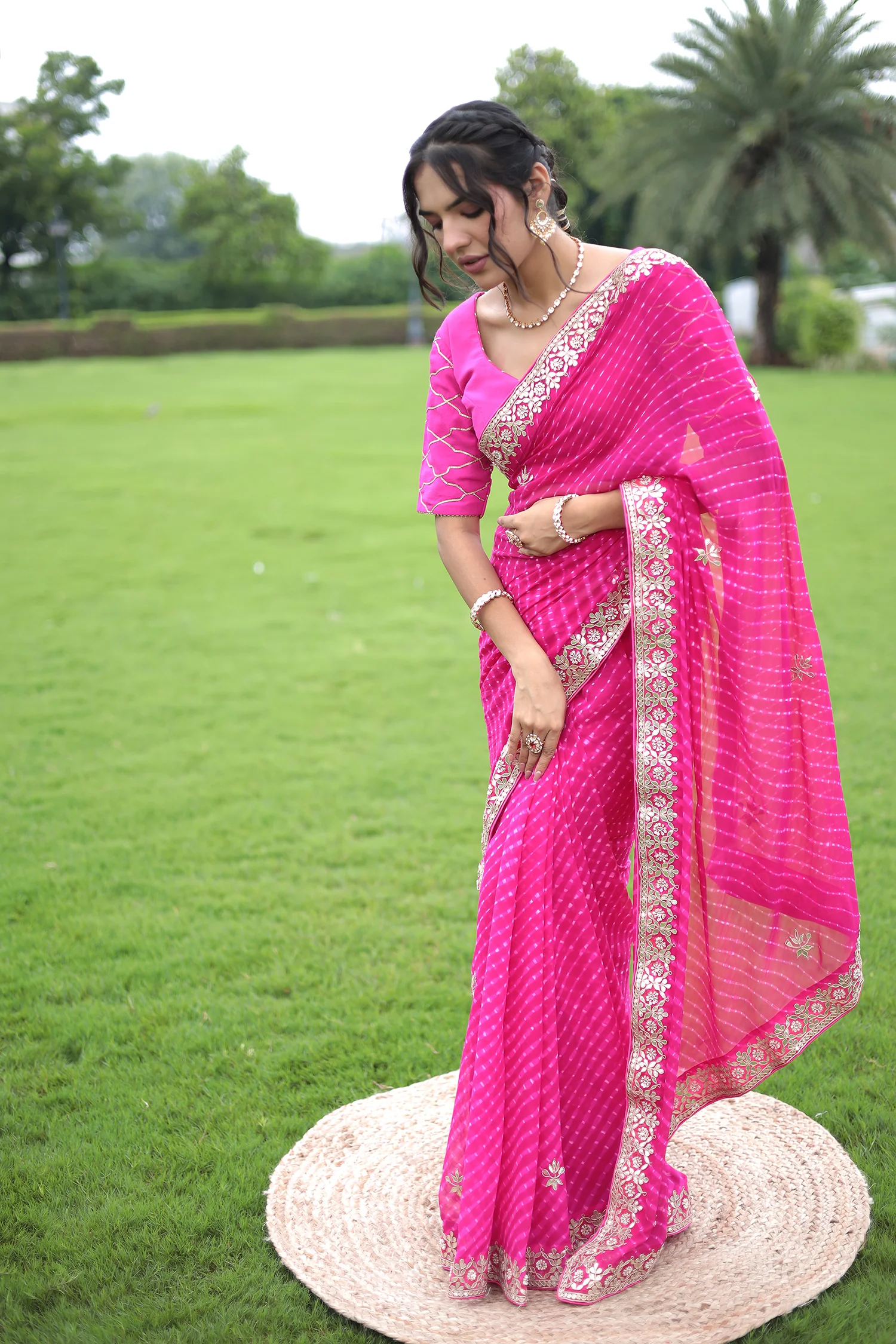 Mothra Chiffon Saree Embellished with Gota Patti work - Image 5
