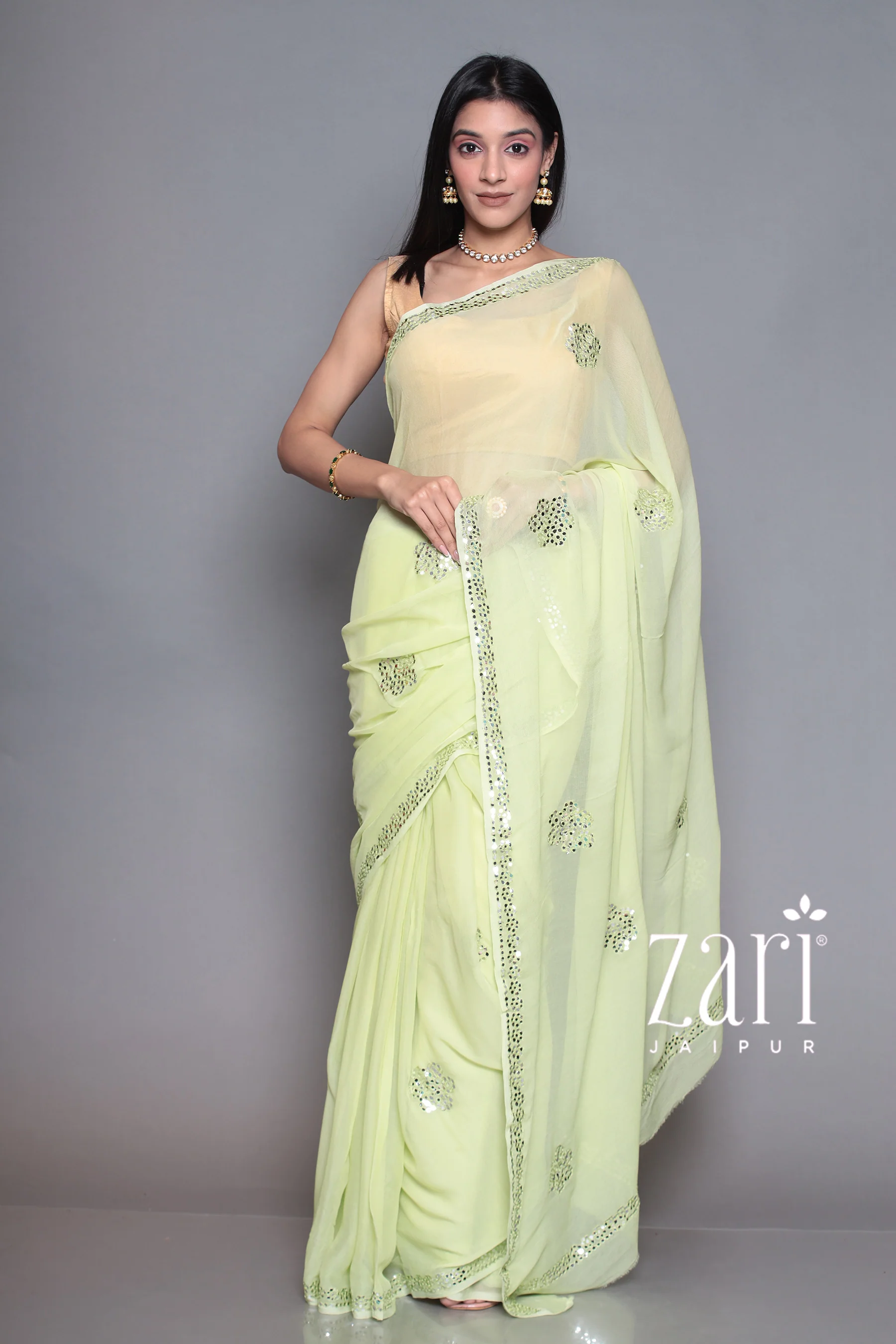 Chiffon Saree with Foil work. - Image 10
