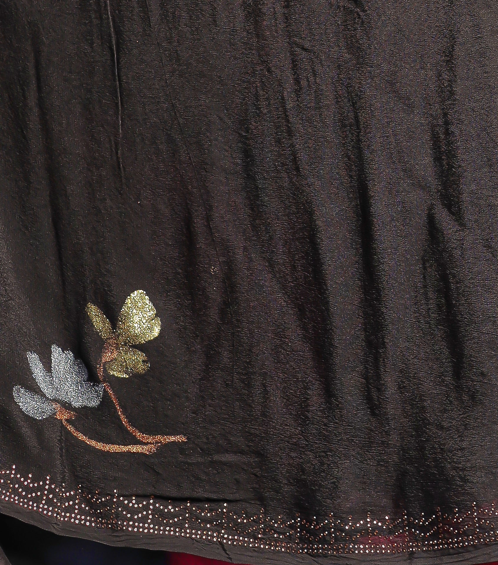 Chiffon Saree Adorned with Swarovski and Foil Print - Image 13