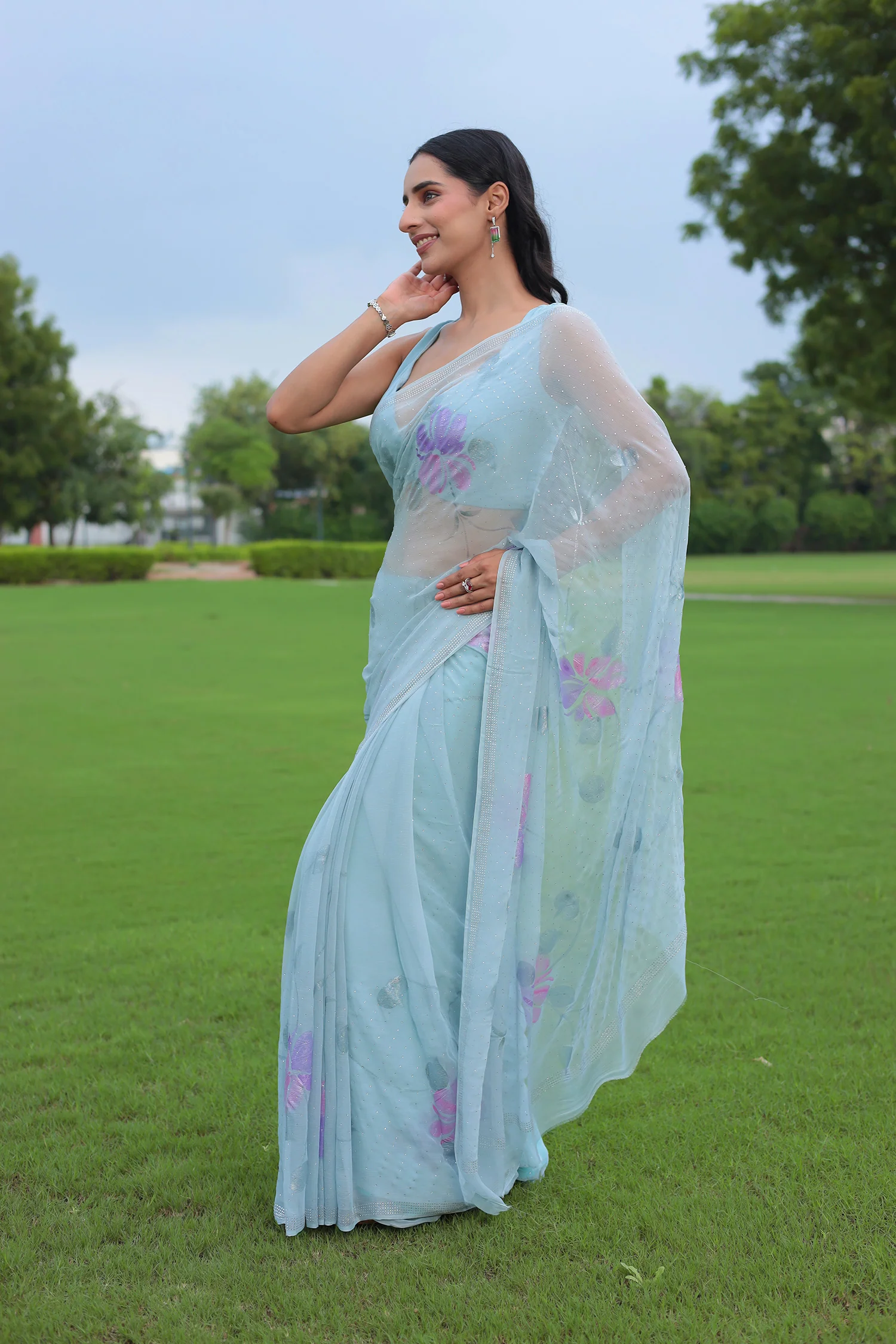 Chiffon Saree with Swarovski work - Image 18