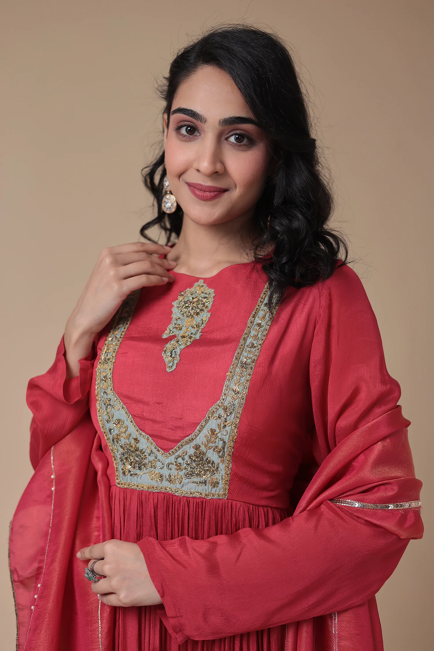Anarkali Chinon Gown with Embroidered work - Image 2