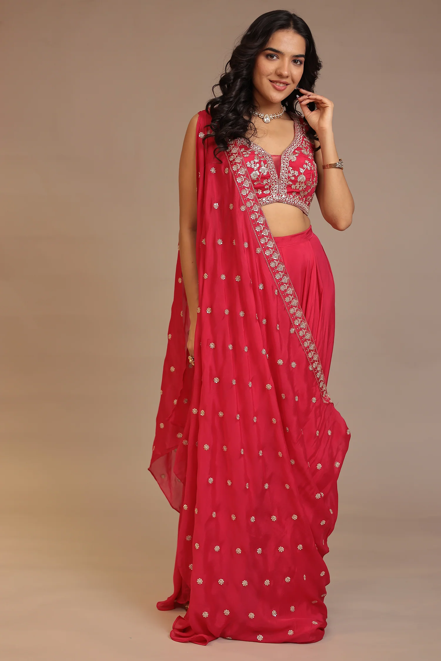 Chinon Indowestern with Aari, Sequins work - Image 3