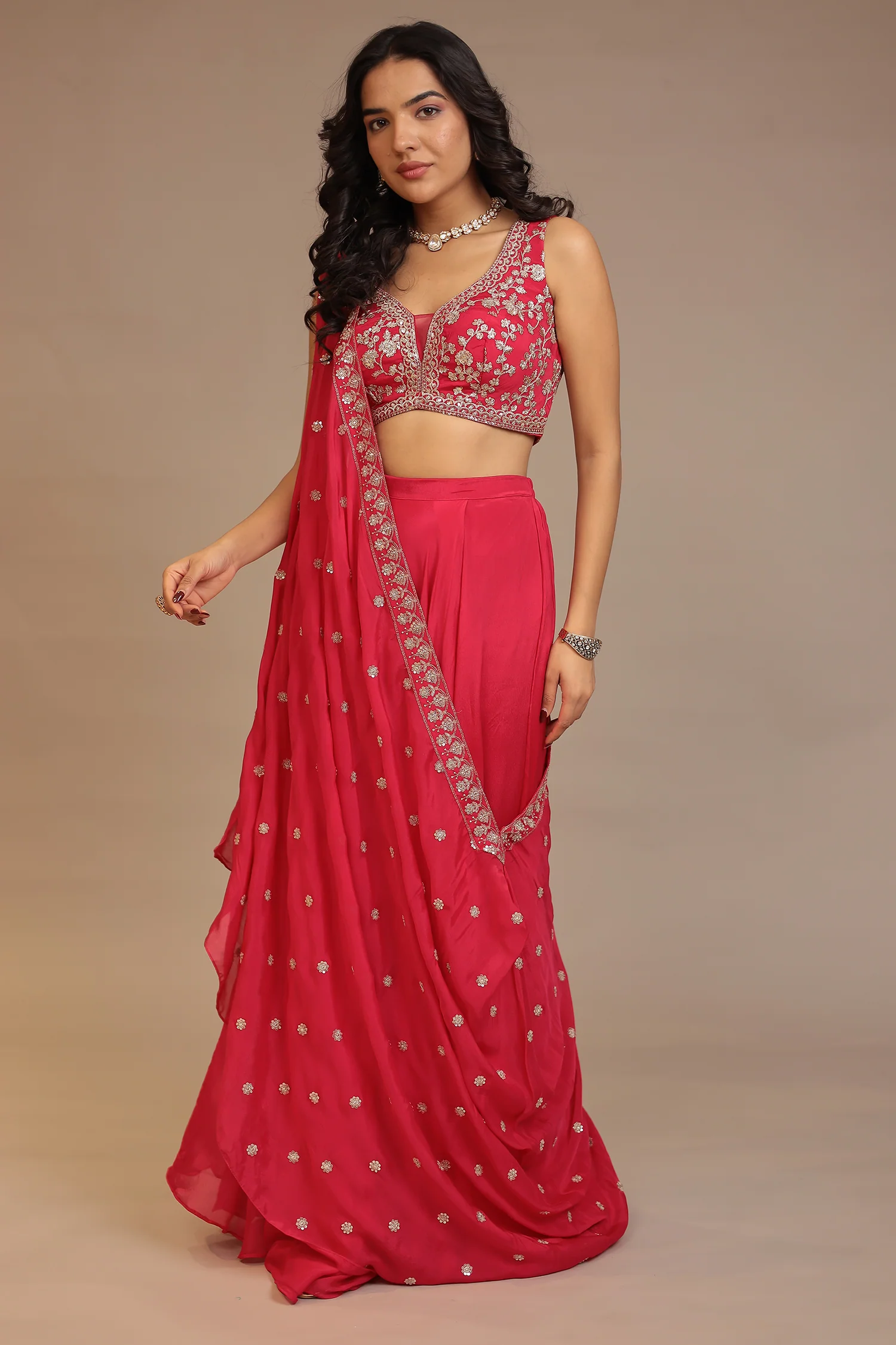 Chinon Indowestern with Aari, Sequins work - Image 5